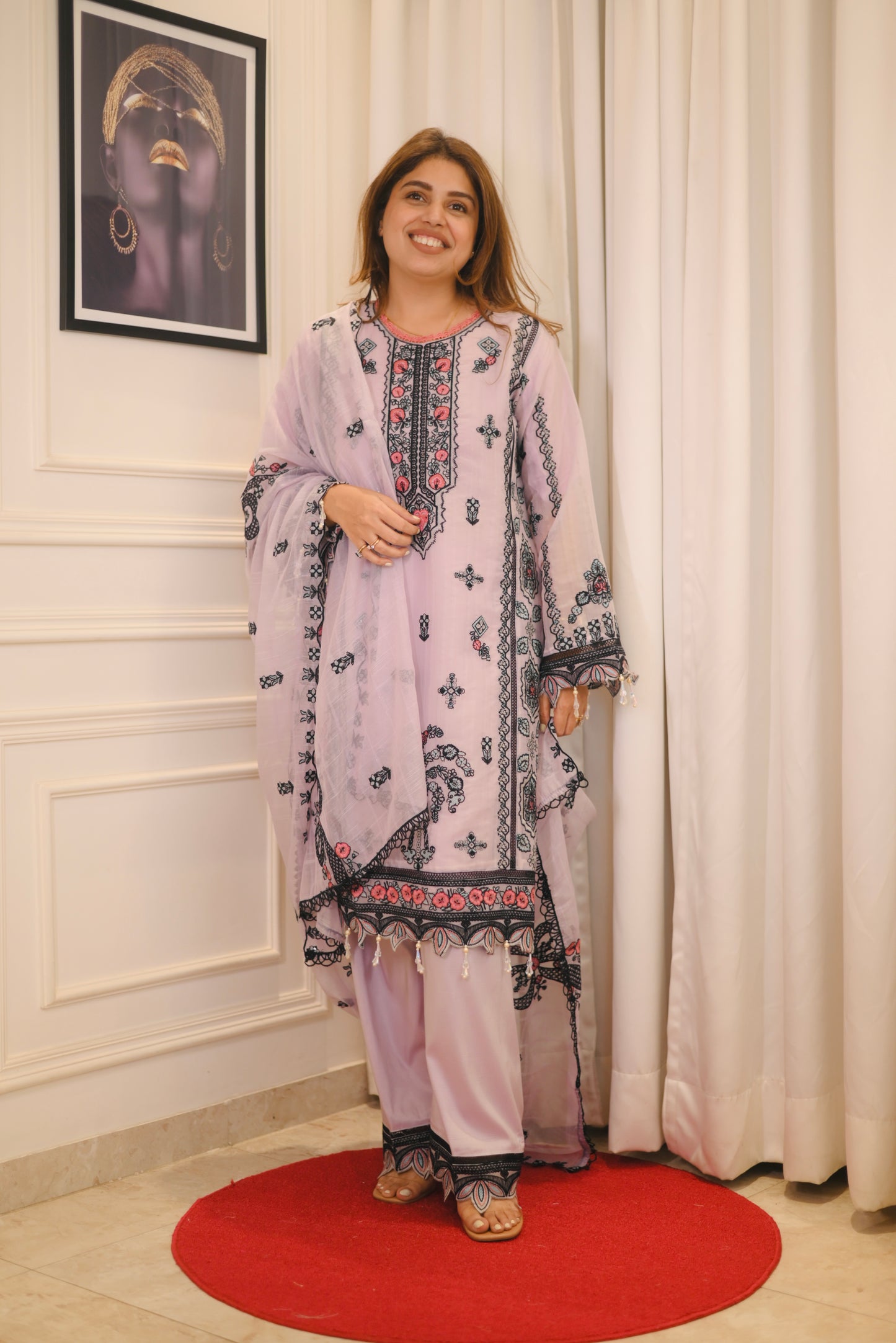 Exclusive Lavender Embroidered 3-Piece Lawn Suit | Sizes M to XXL