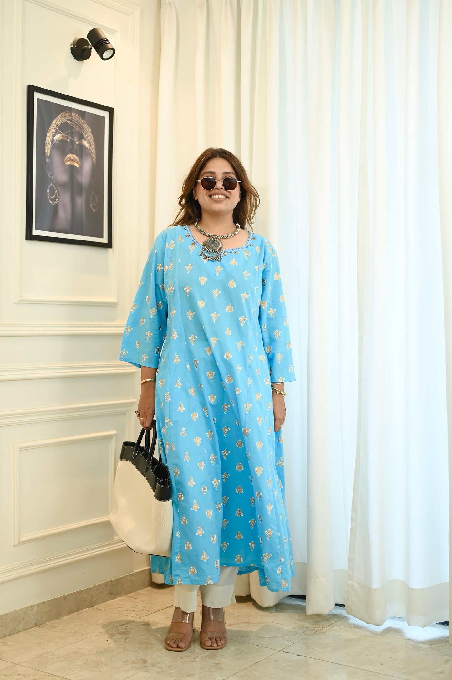 Sky Charm A-Line Kurta Set Plus Size