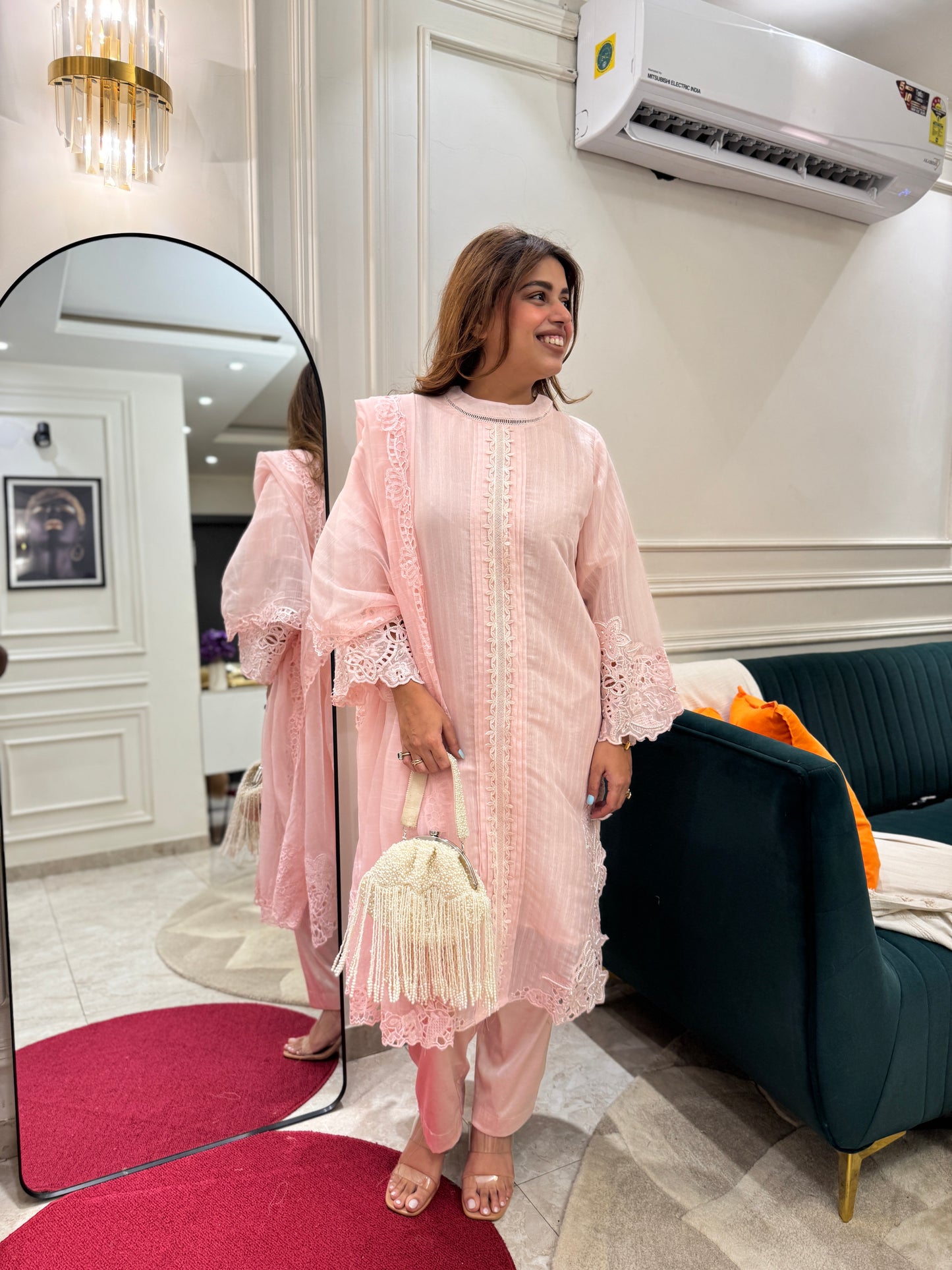 Exclusive Pink Cotton Lawn 3piece Suit| Sizes M to XXL