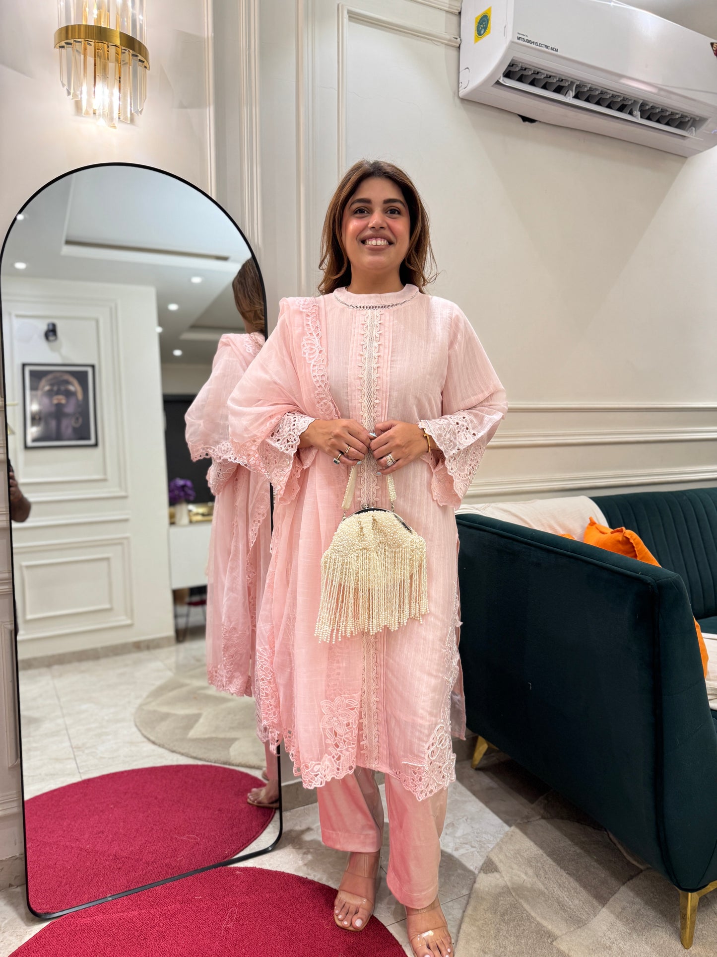 Exclusive Pink Cotton Lawn 3piece Suit| Sizes M to XXL