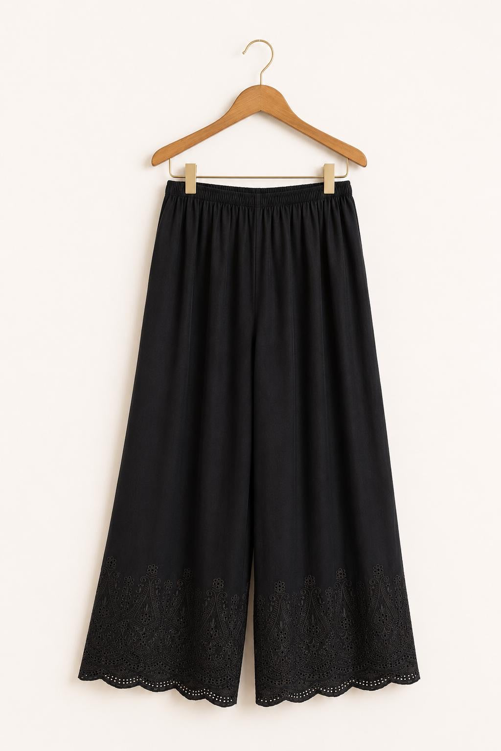 Black | Plazo Free Size Upto 5XL | Cut Work