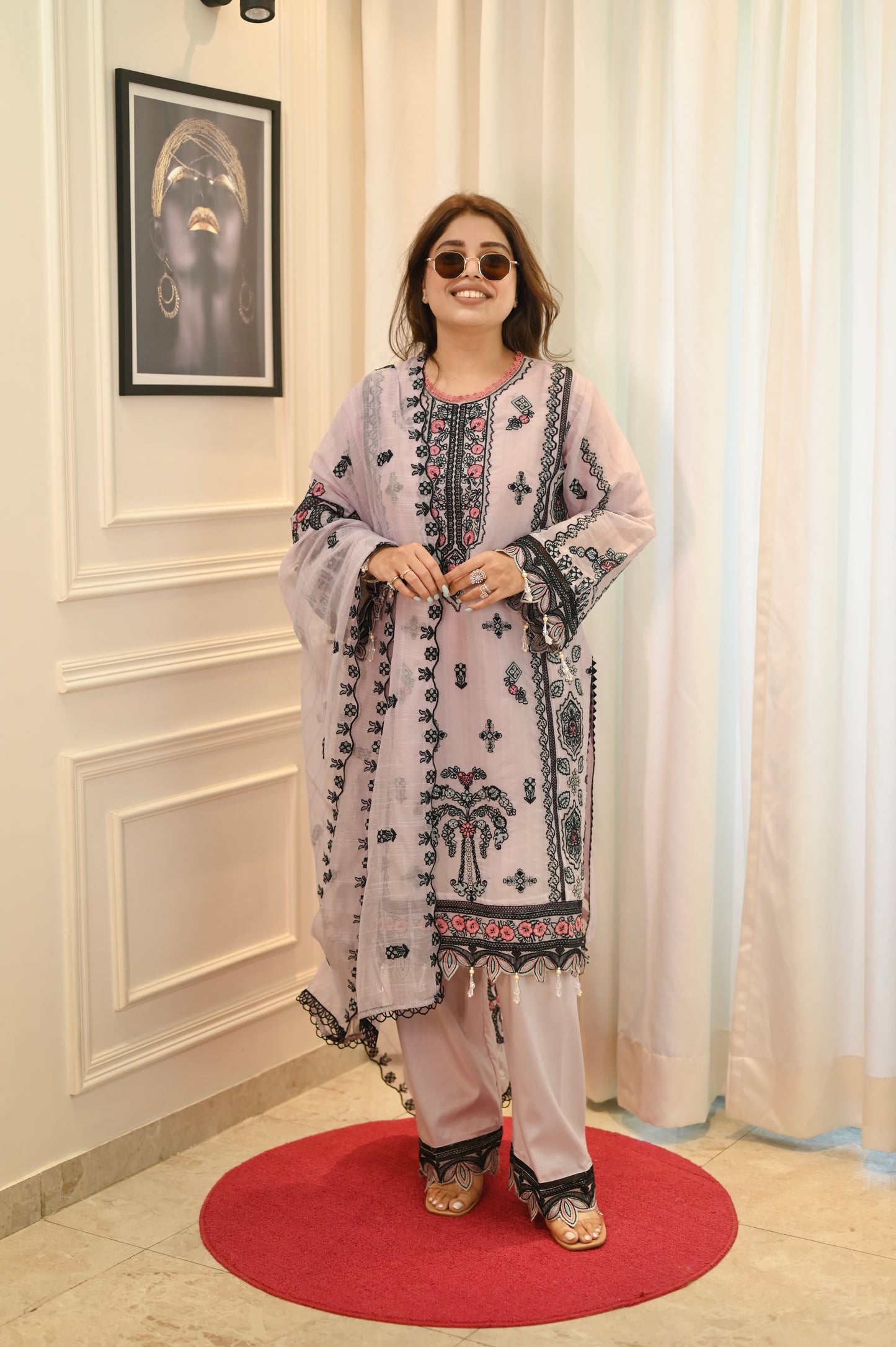 Exclusive Lavender Embroidered 3-Piece Lawn Suit | Sizes M to XXL