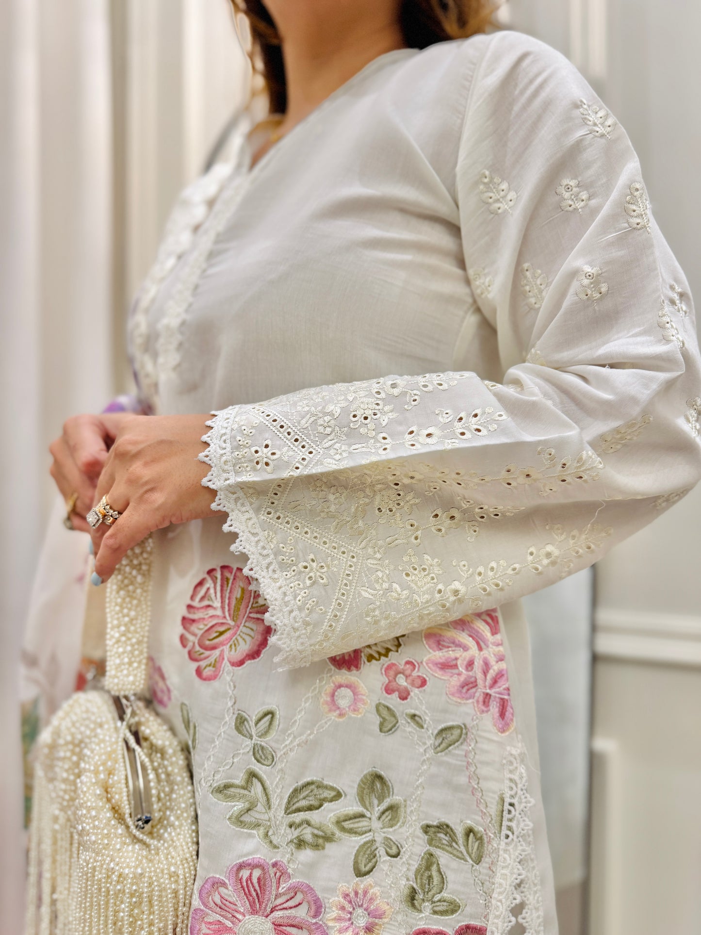 Farshi Premium Cotton white 3piece suit | sizes M to 3XL