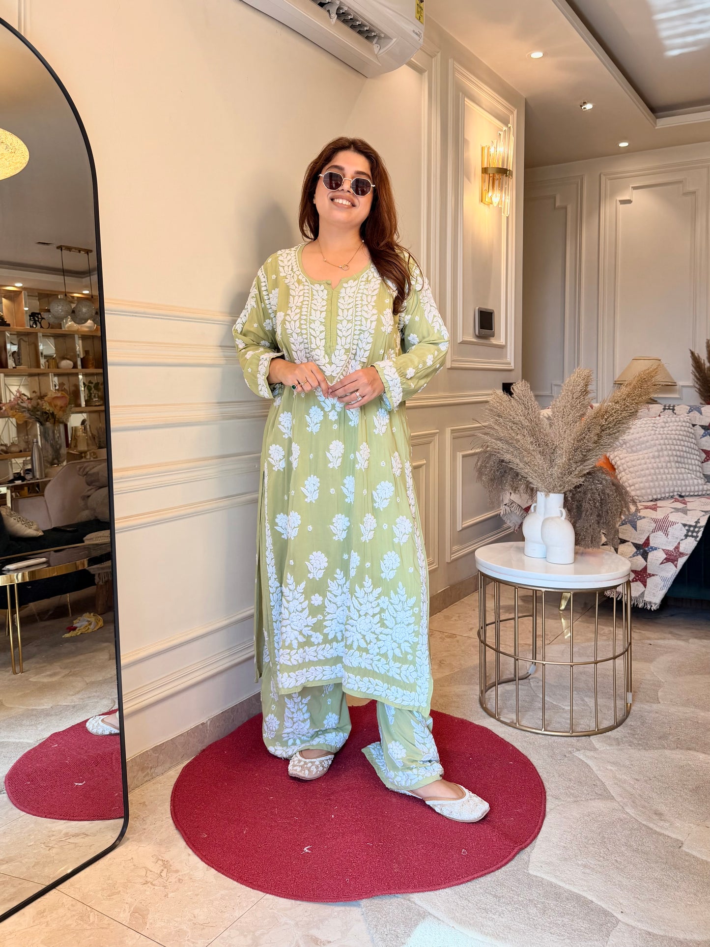 Chikankari Kurta set | Premium Modal | Olive Green