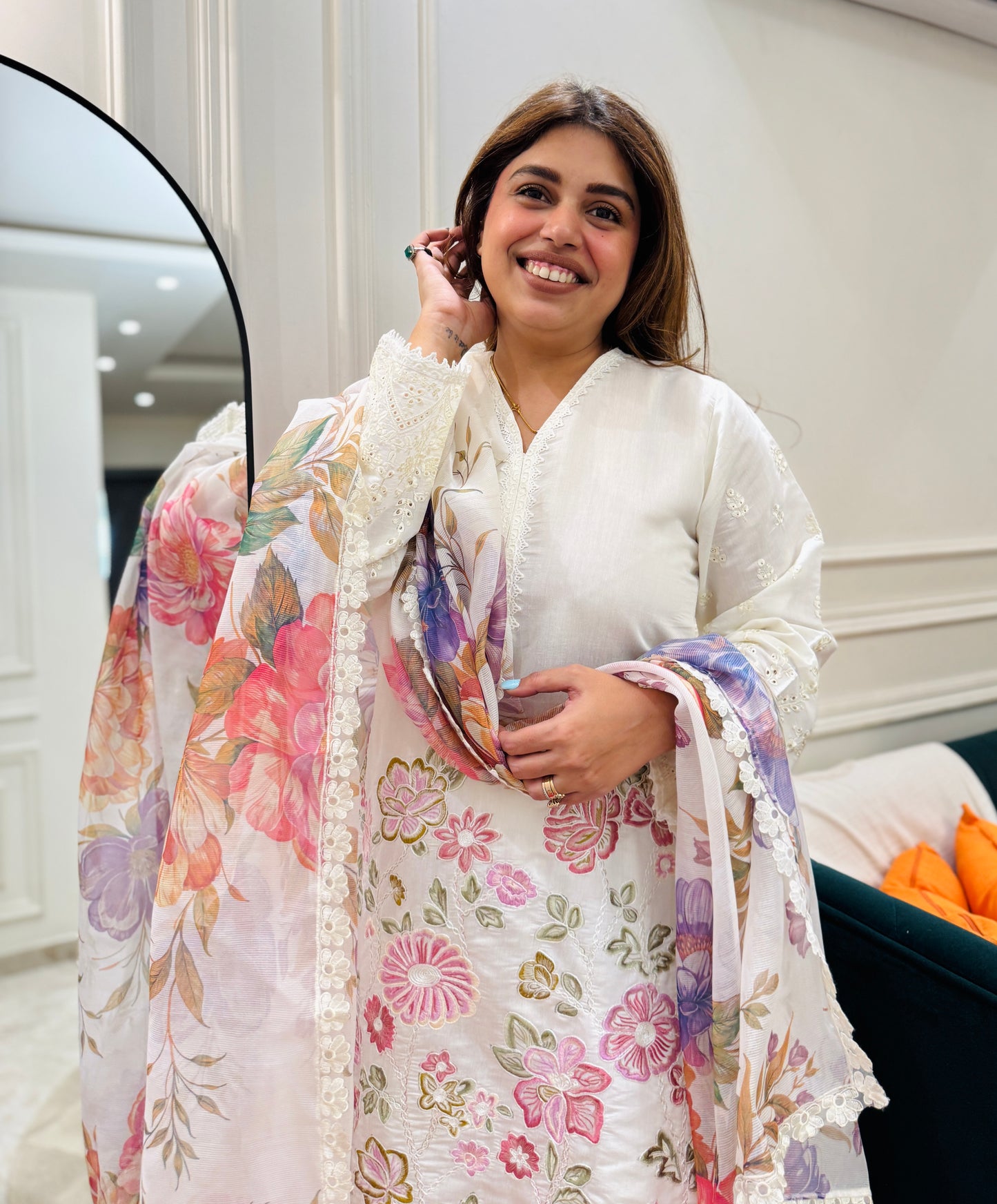 Farshi Premium Cotton white 3piece suit | sizes M to 3XL