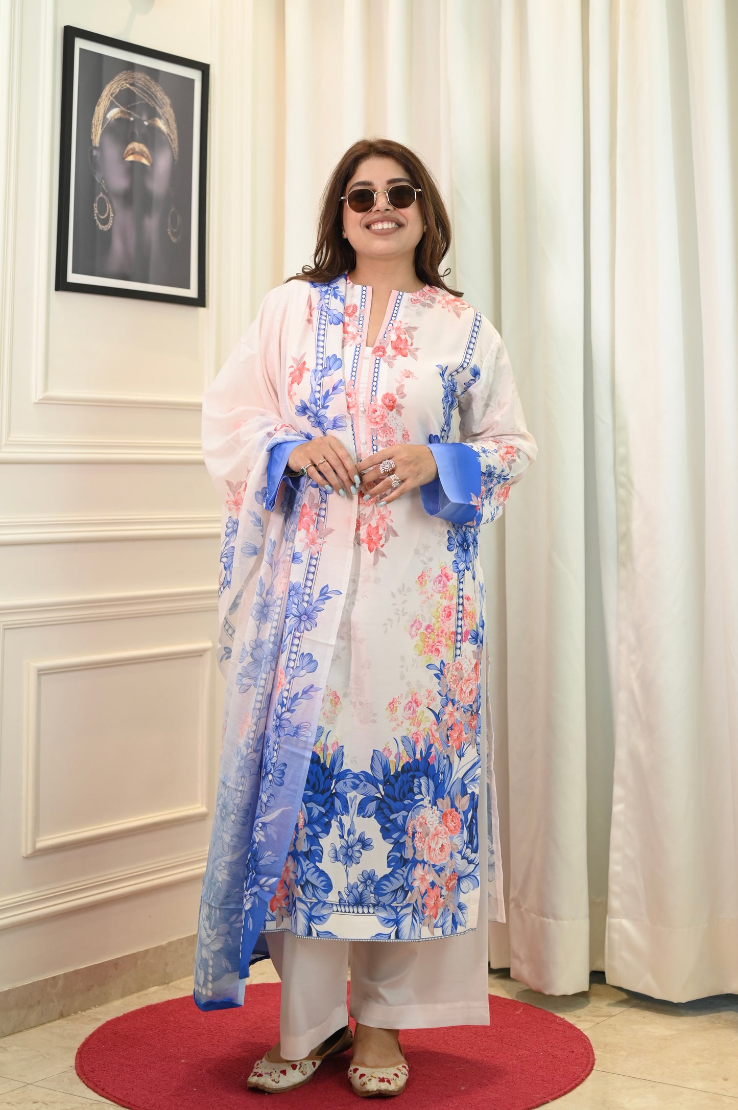 Blue Printed Cord-set | Sizes M to 6XL