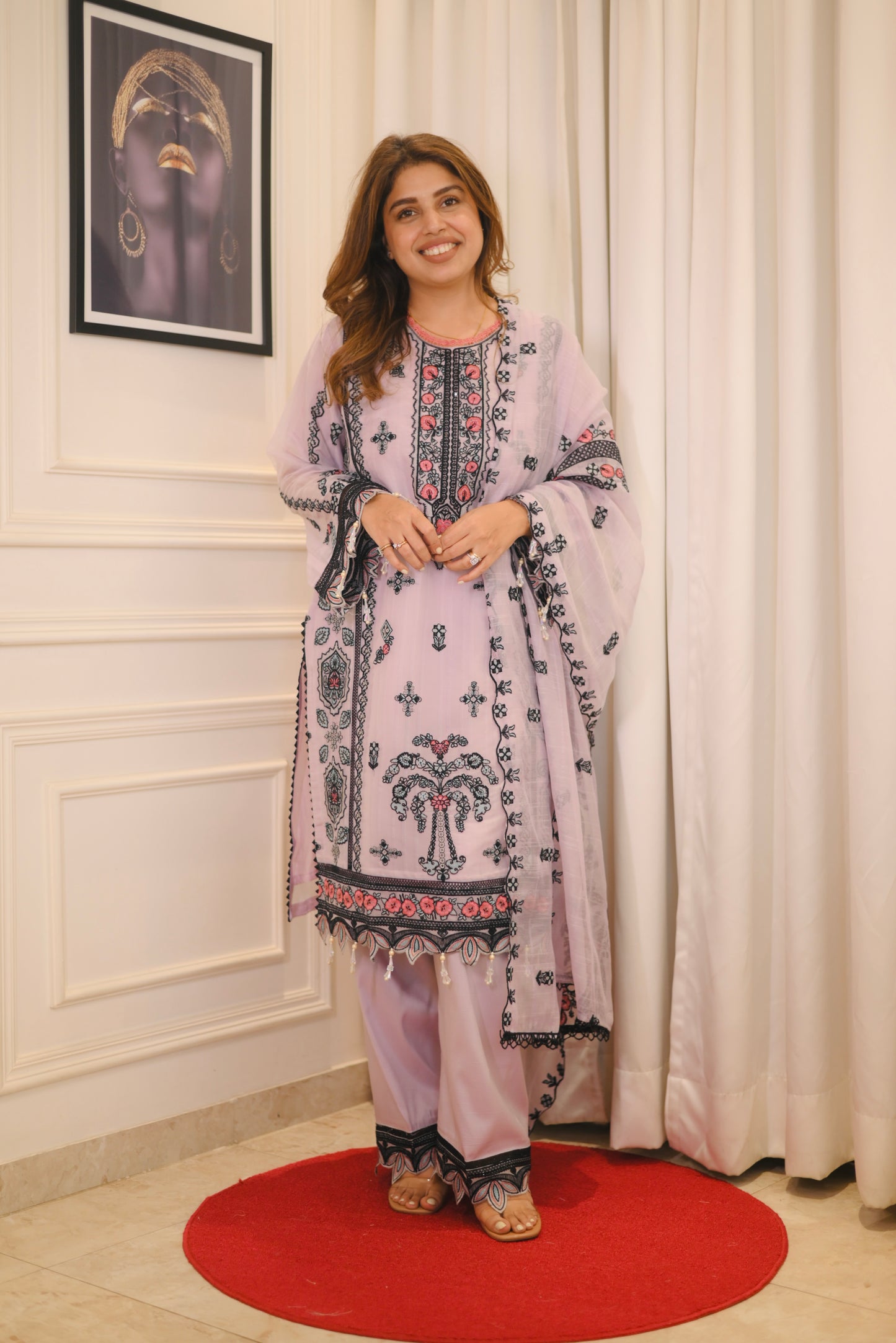 Exclusive Lavender Embroidered 3-Piece Lawn Suit | Sizes M to XXL