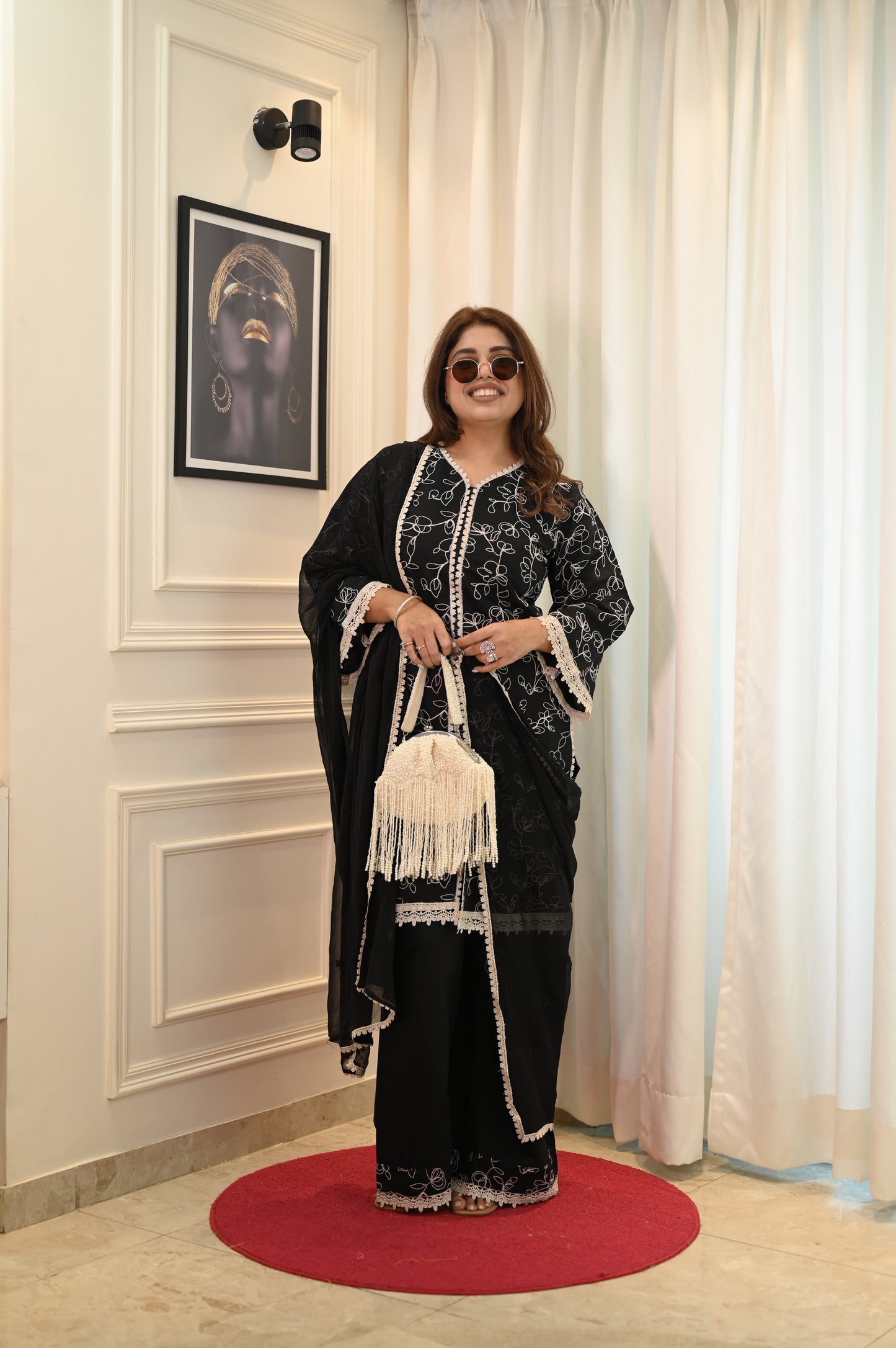 Exclusive Black Embroidered 3-Piece Lawn Suit | Sizes M to XXL