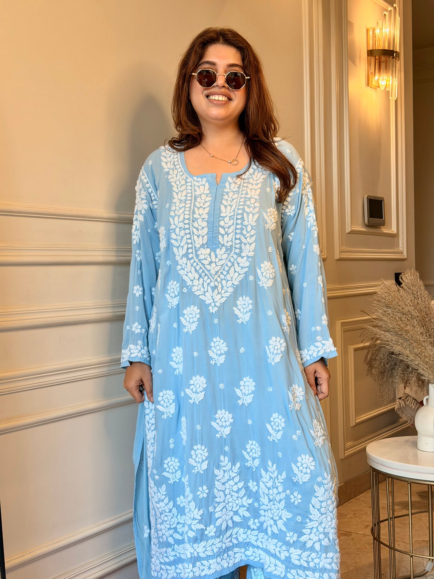 Chikankari Kurta set | Premium Modal | Powder Blue