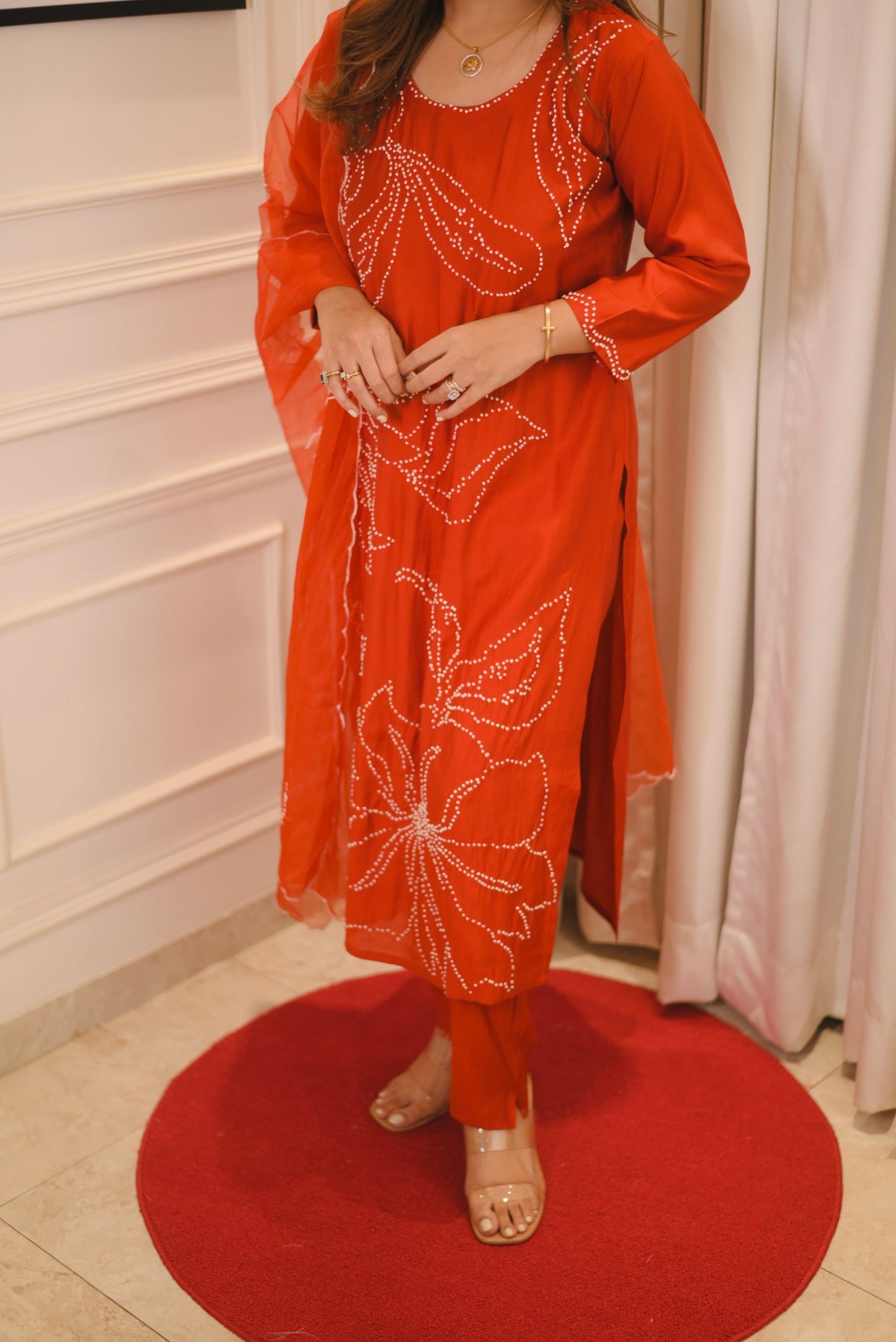 Premium Cotton Red 3piece suit | sizes M to XXL