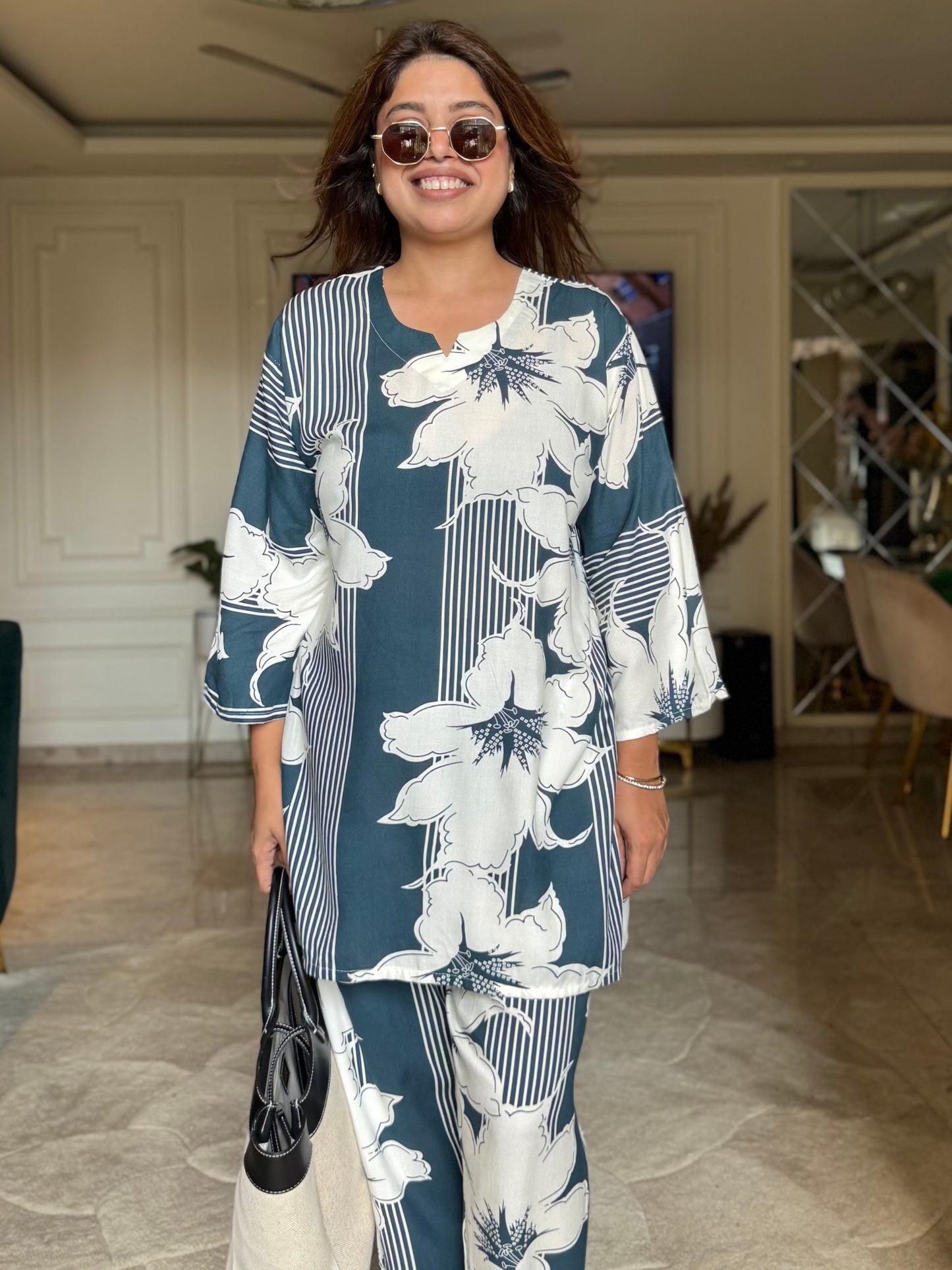 Teal Bloom Plus Size Co-ord Set