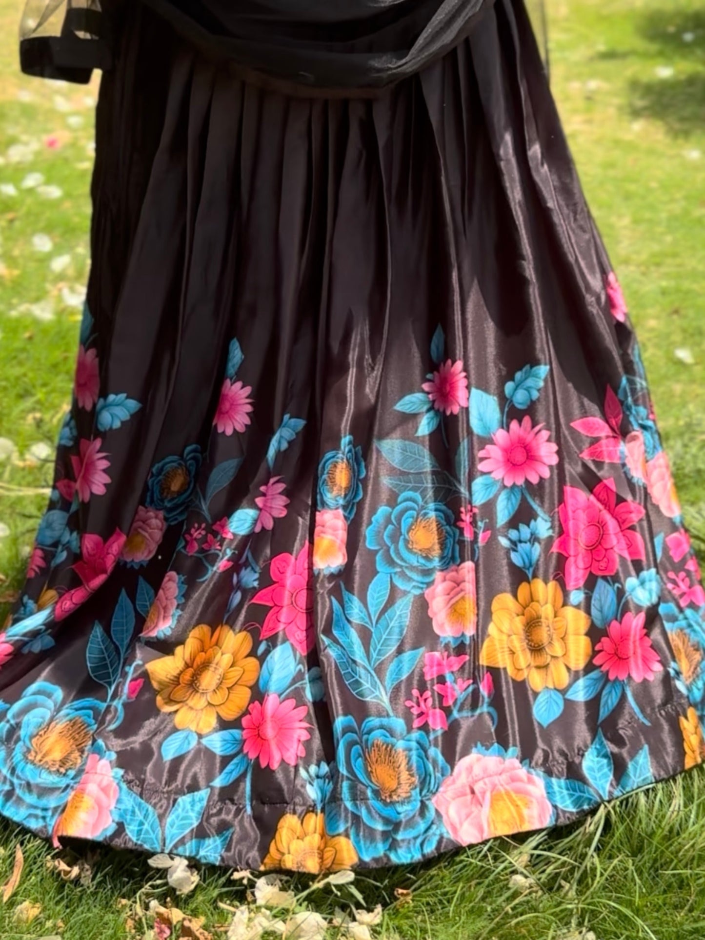 Midnight Bloom Embroidered Lehenga Set