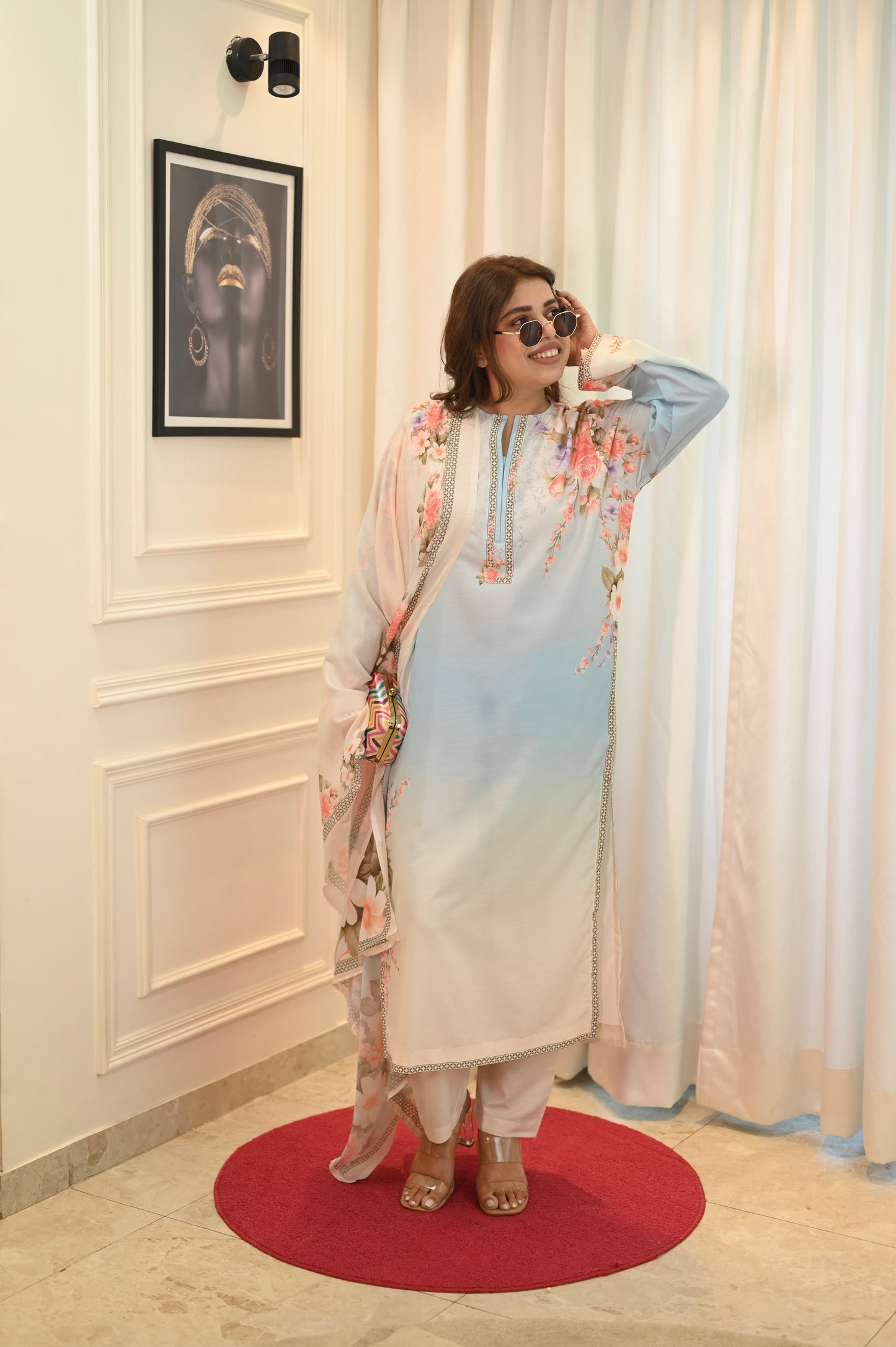 Ombré Printed Cord-set with dupatta | Sizes M to 6XL