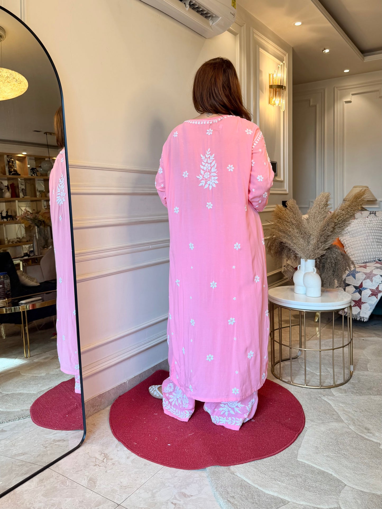 Chikankari Kurta set | Premium Modal | Pink| Plus Size
