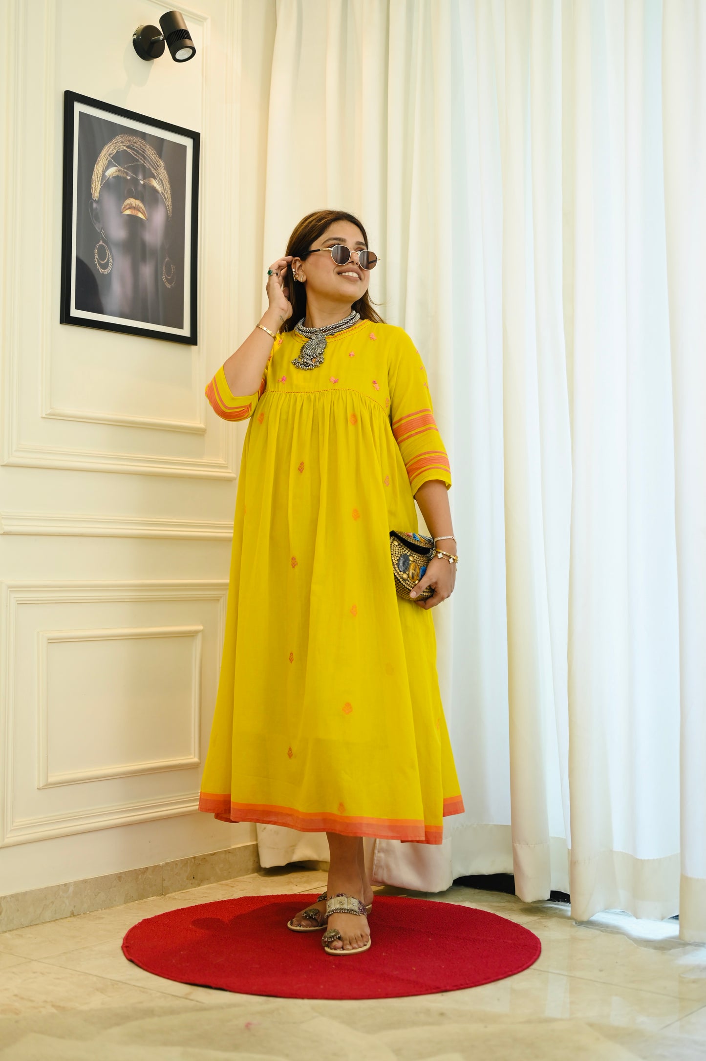 Gulaabo Yellow Flare Dress