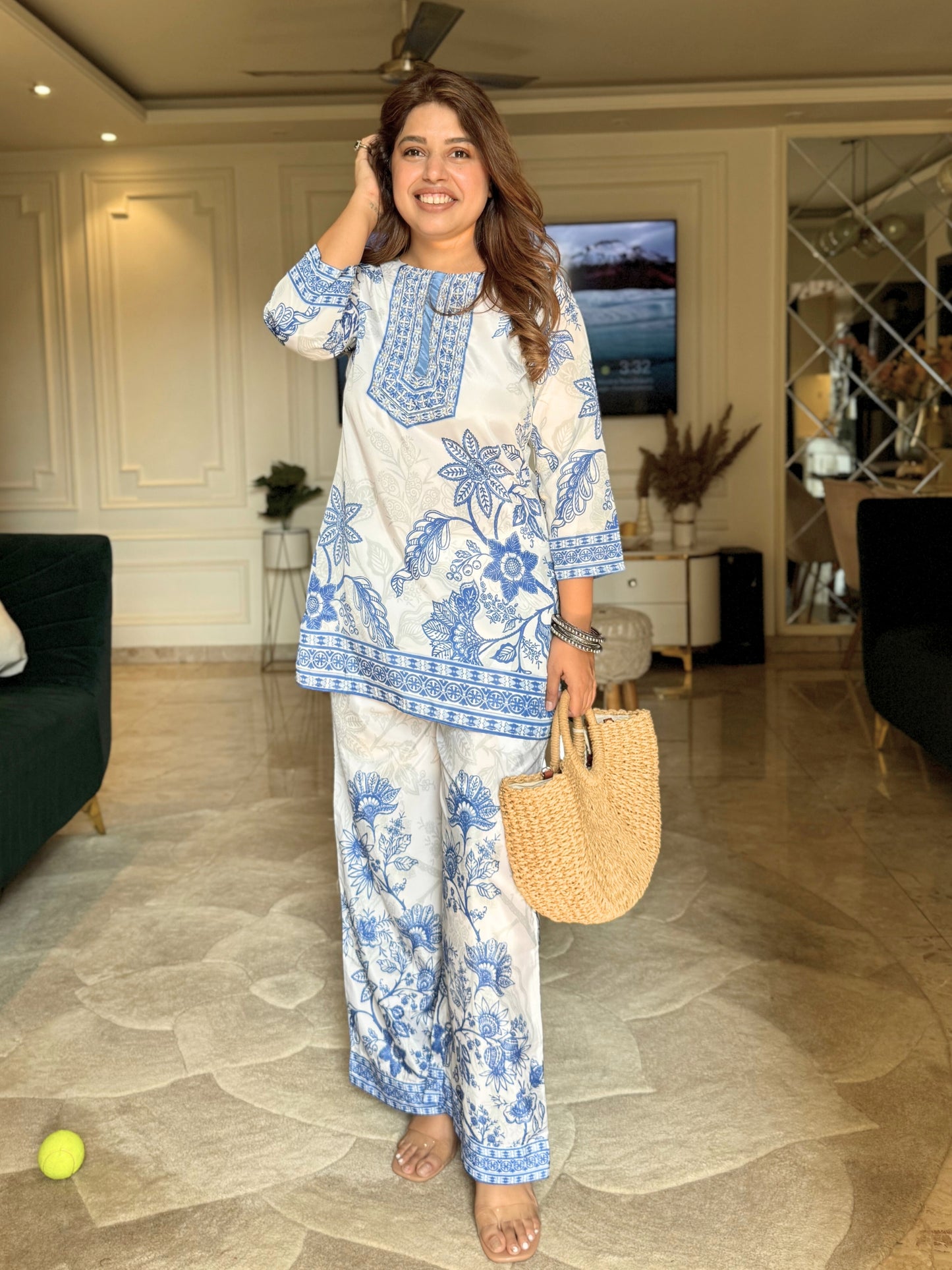 Sky Blue Floral Co Ord Set