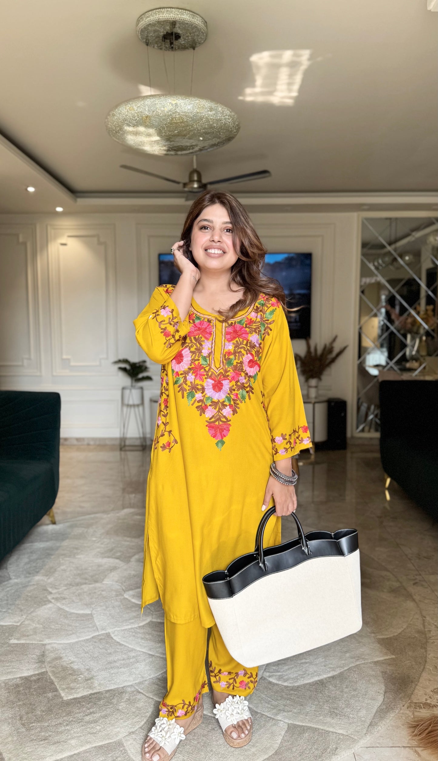 Kashmiri Aari Cotton Kurta-Pant Set in 3 Colours