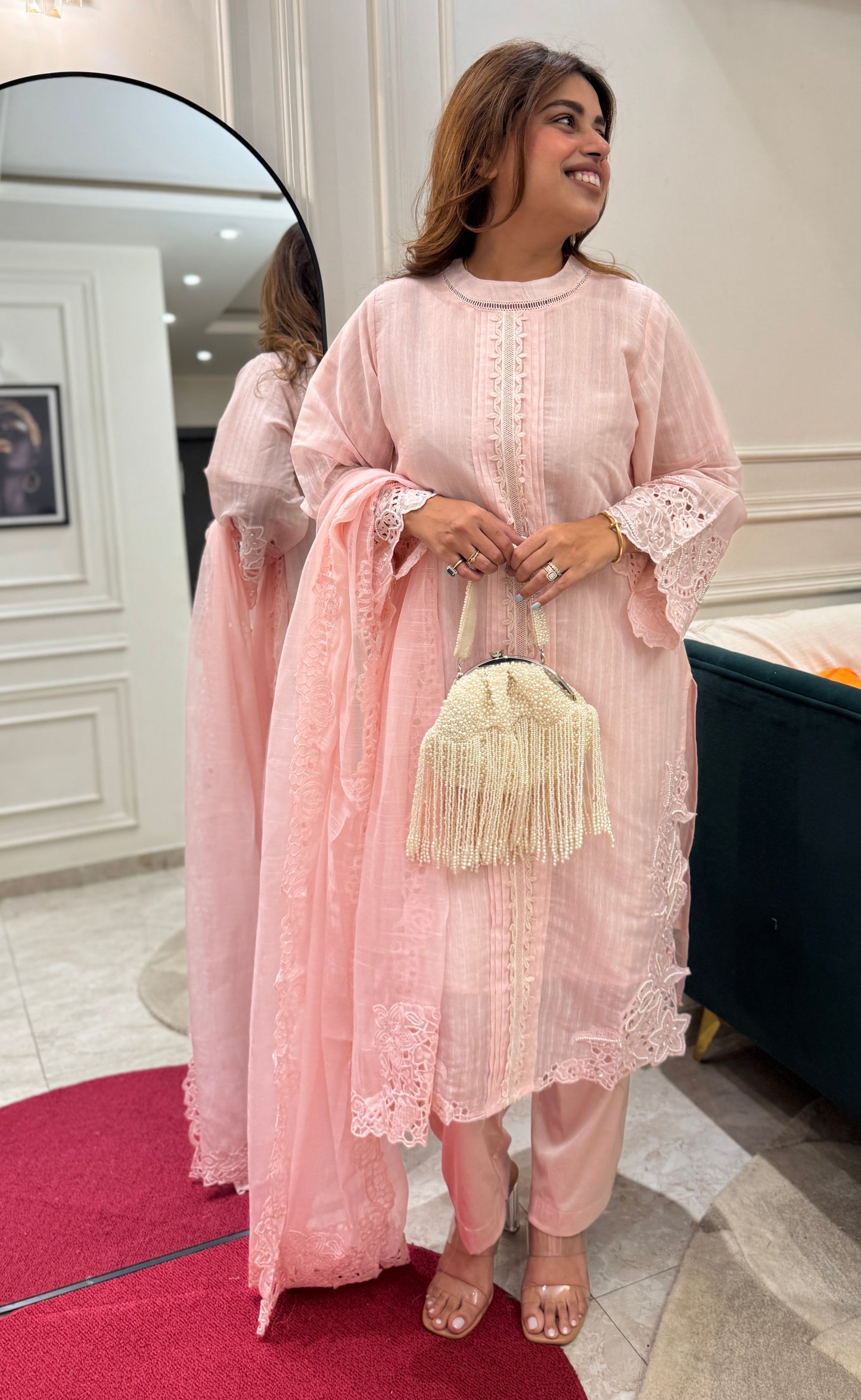 Exclusive Pink Cotton Lawn 3piece Suit| Sizes M to XXL