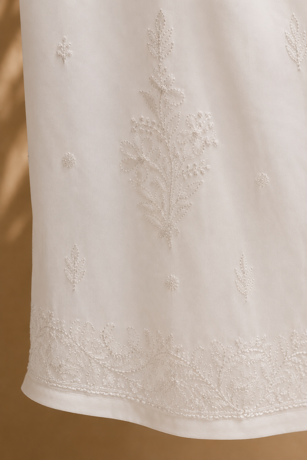 White | Viscose Plazo Hand Embroidered Chikankari