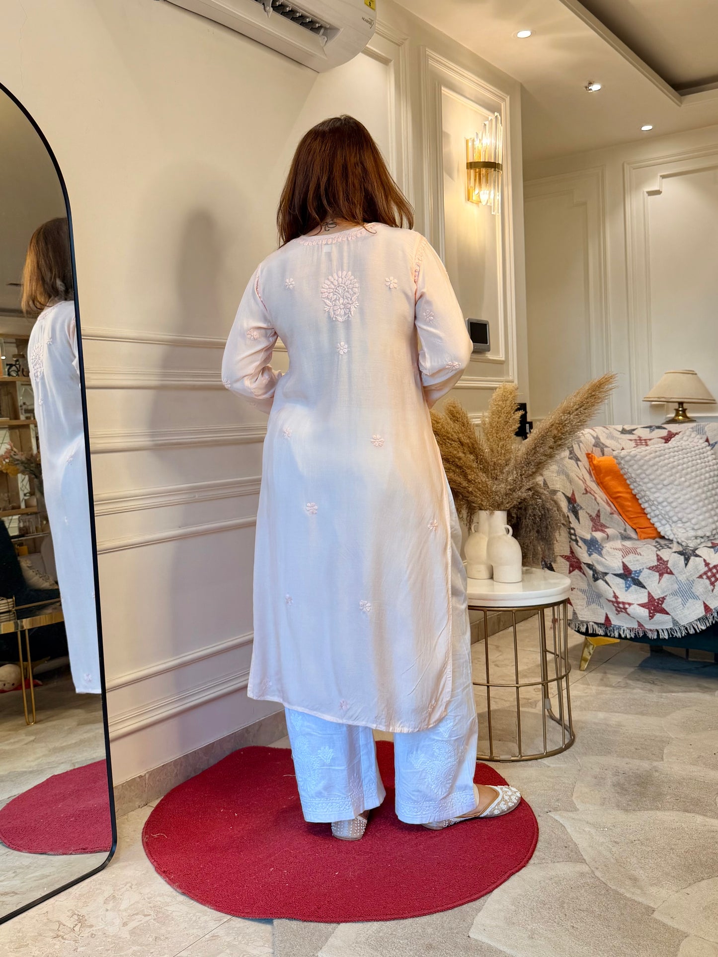 Chikankari Kurta set | Muslin | Peach