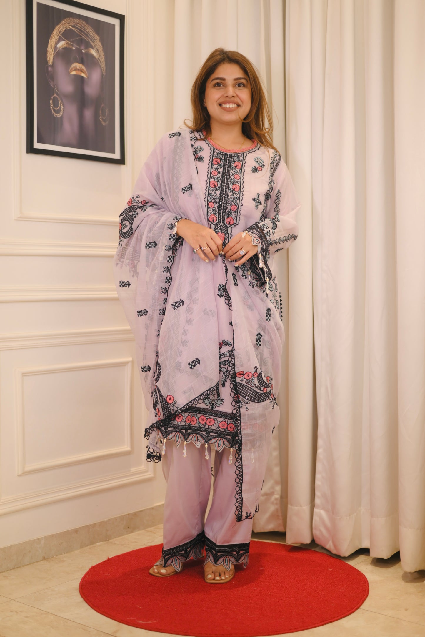 Exclusive Lavender Embroidered 3-Piece Lawn Suit | Sizes M to XXL