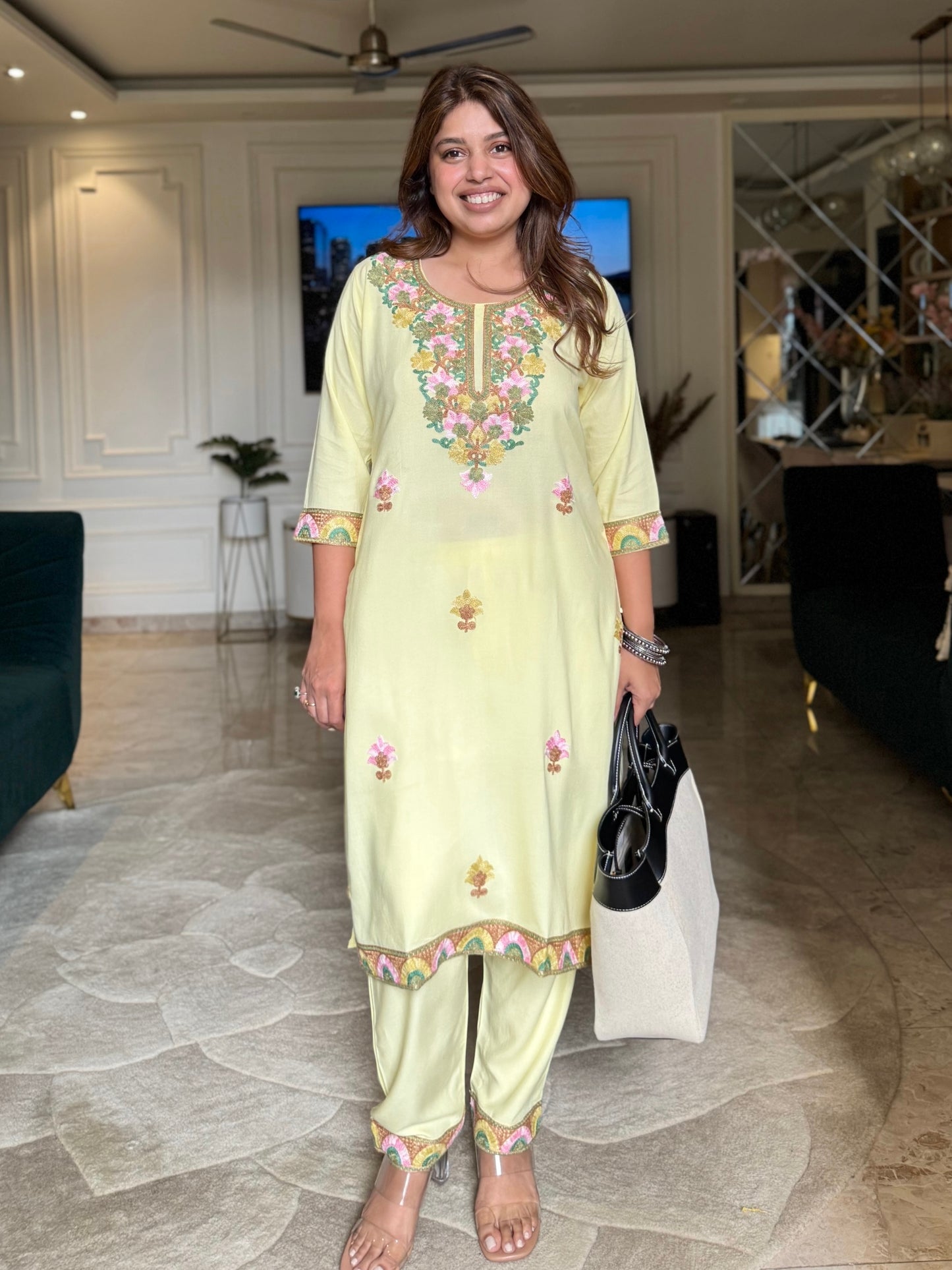 Kashmiri Aari Kurta Pant Co-Ord Set