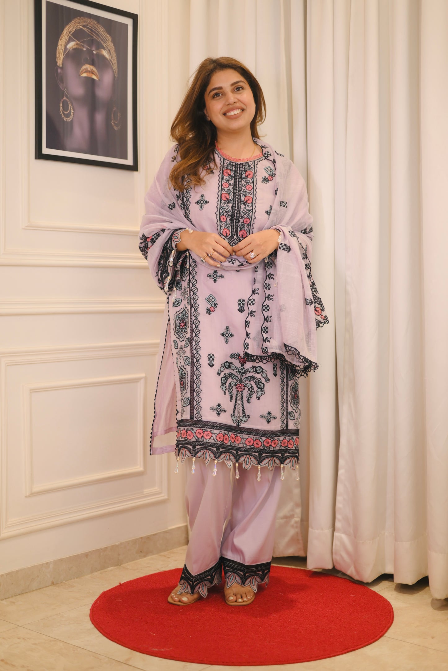 Exclusive Lavender Embroidered 3-Piece Lawn Suit | Sizes M to XXL