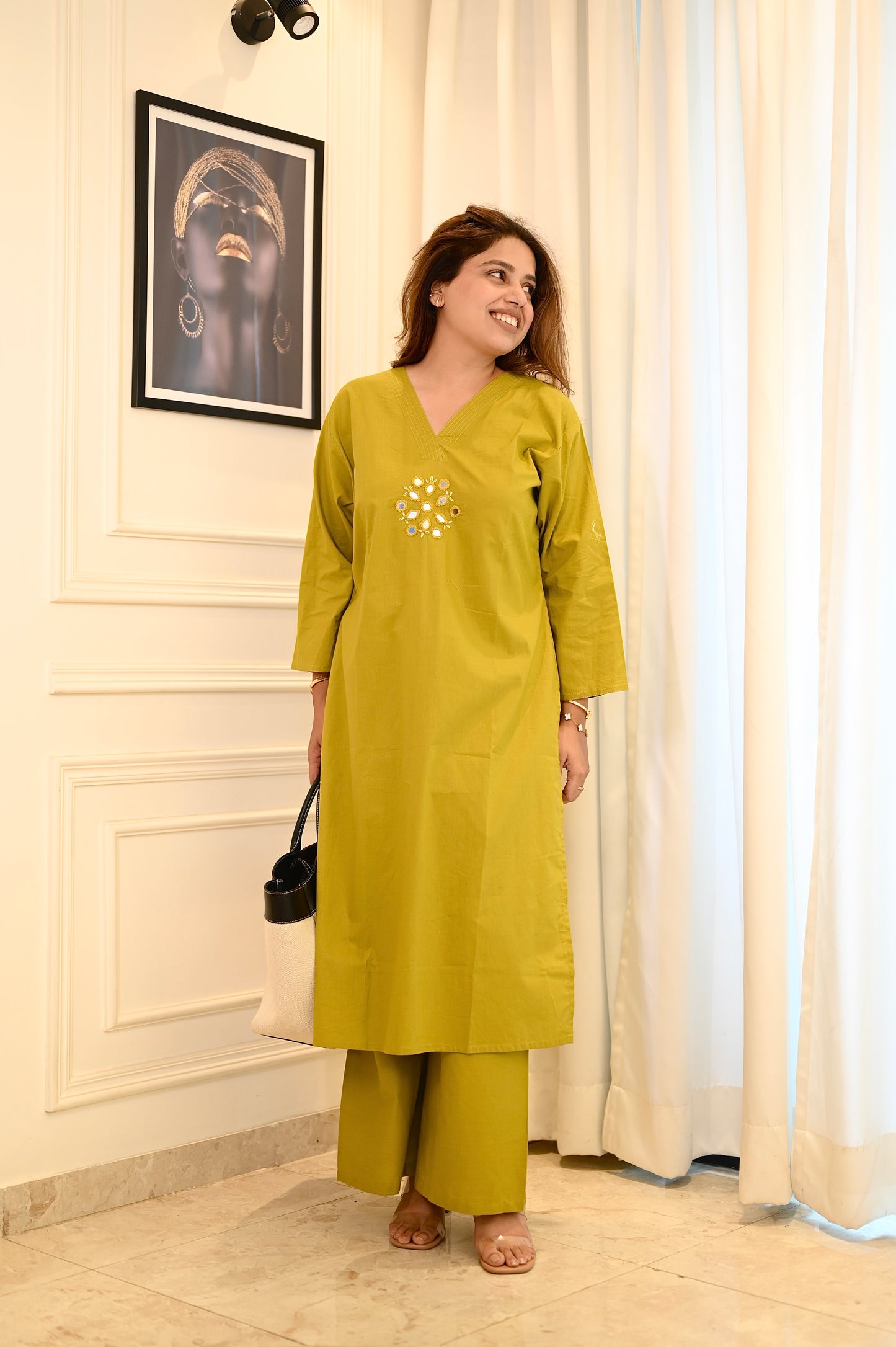 Elegant Olive Green Plus Size Kurta Set