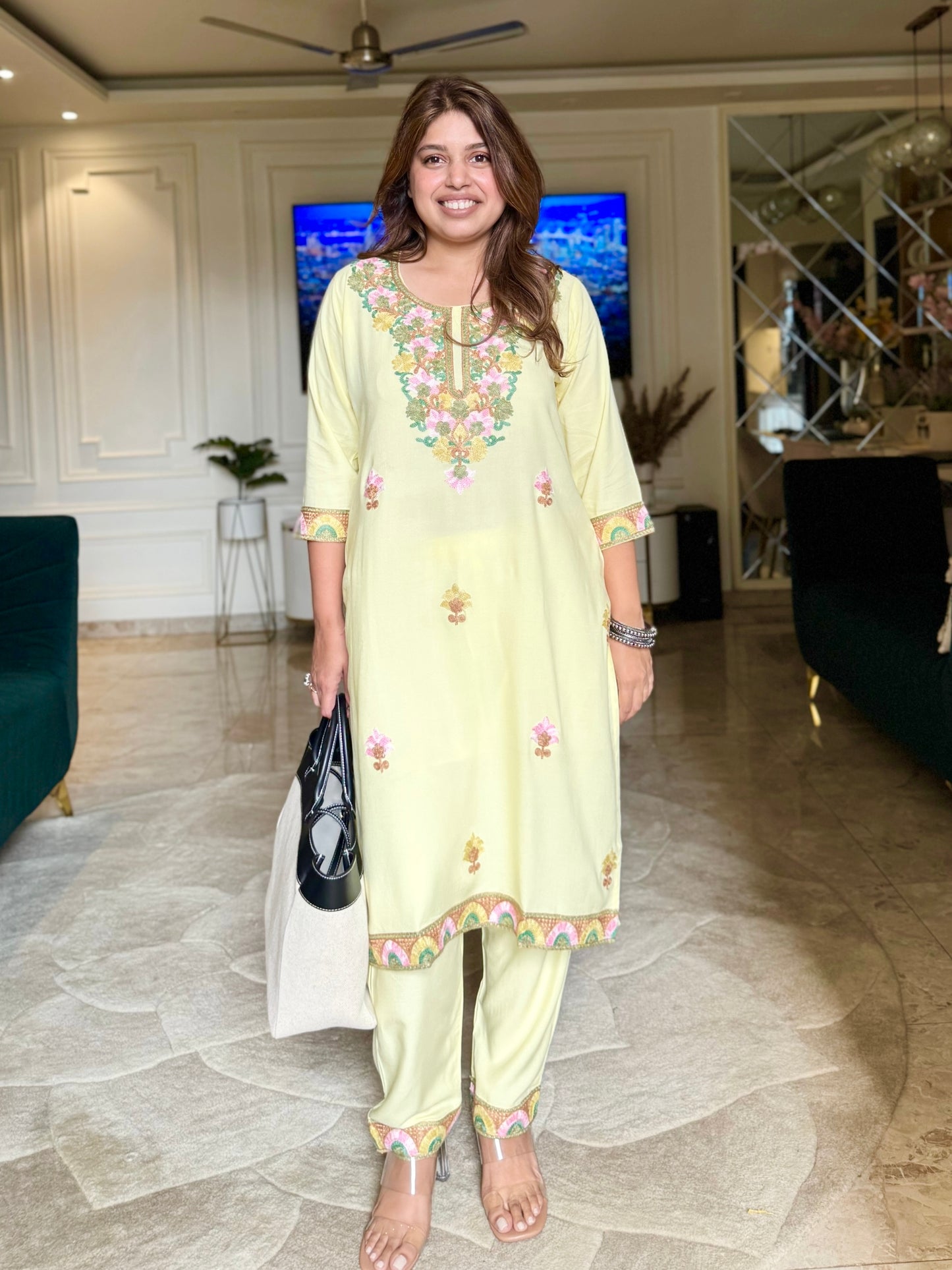 Kashmiri Aari Kurta Pant Co-Ord Set