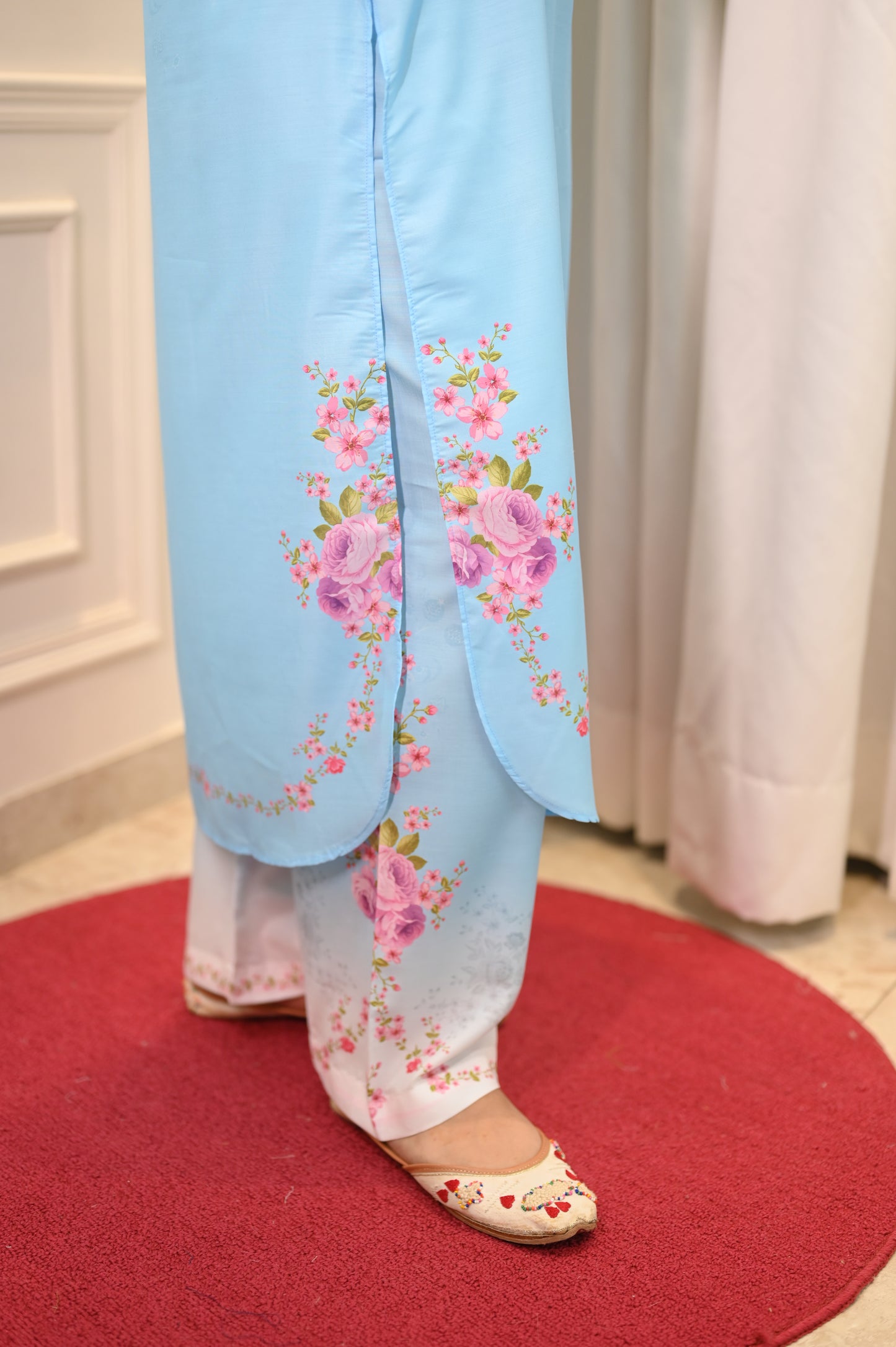 Pastel Blue Printed Cord-set | Sizes M to 6XL