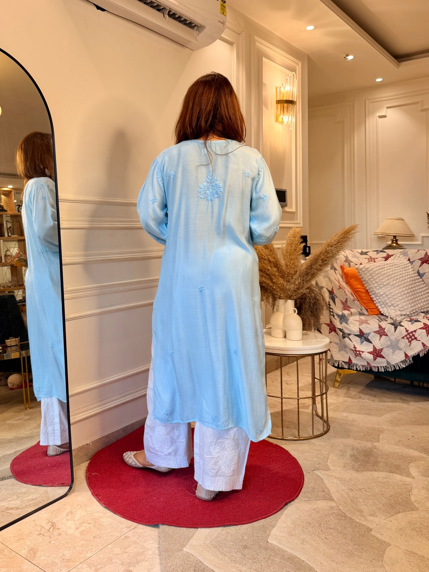 Chikankari Kurta set | Muslin | Powder Blue