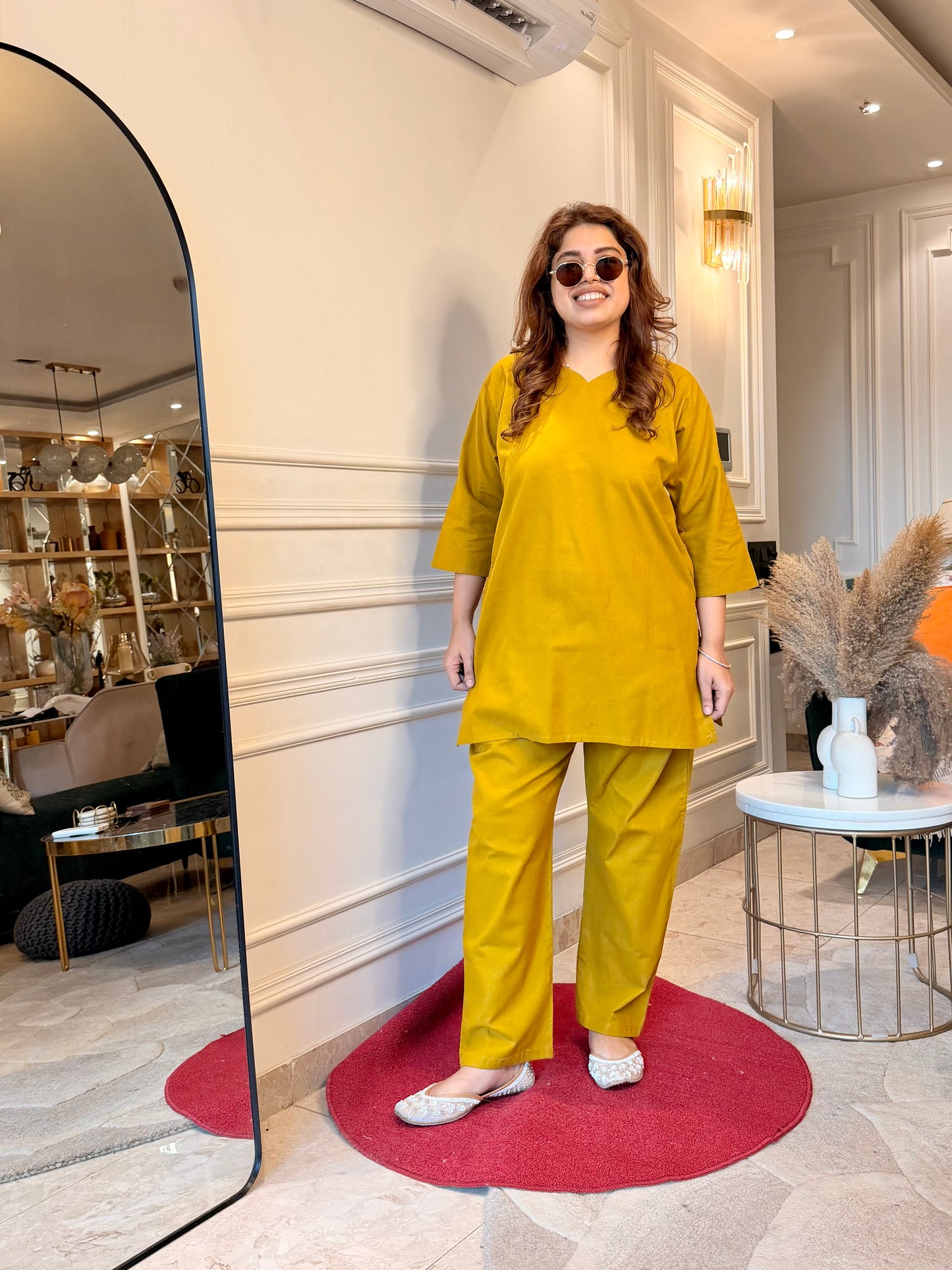 Premium Plus size Cordset Mustard