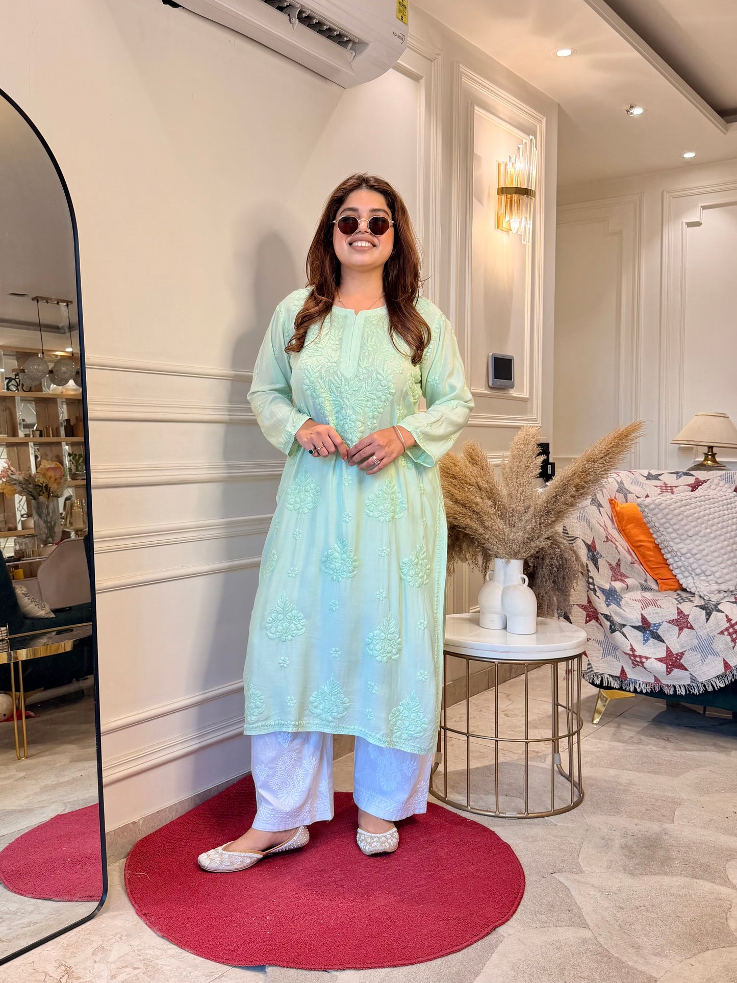 Chikankari Kurta set | Muslin | Pistachio