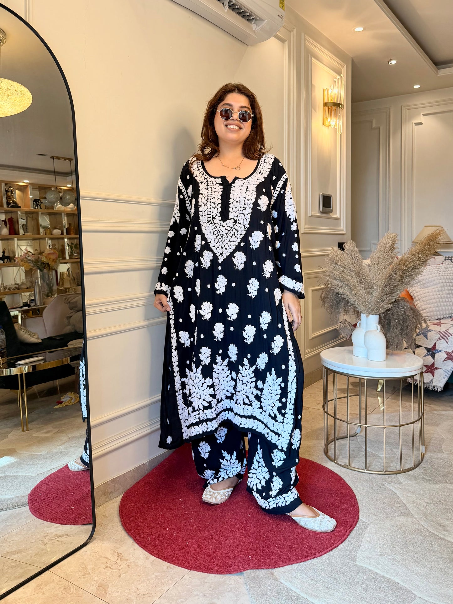 Chikankari Kurta set | Premium Modal  | Black