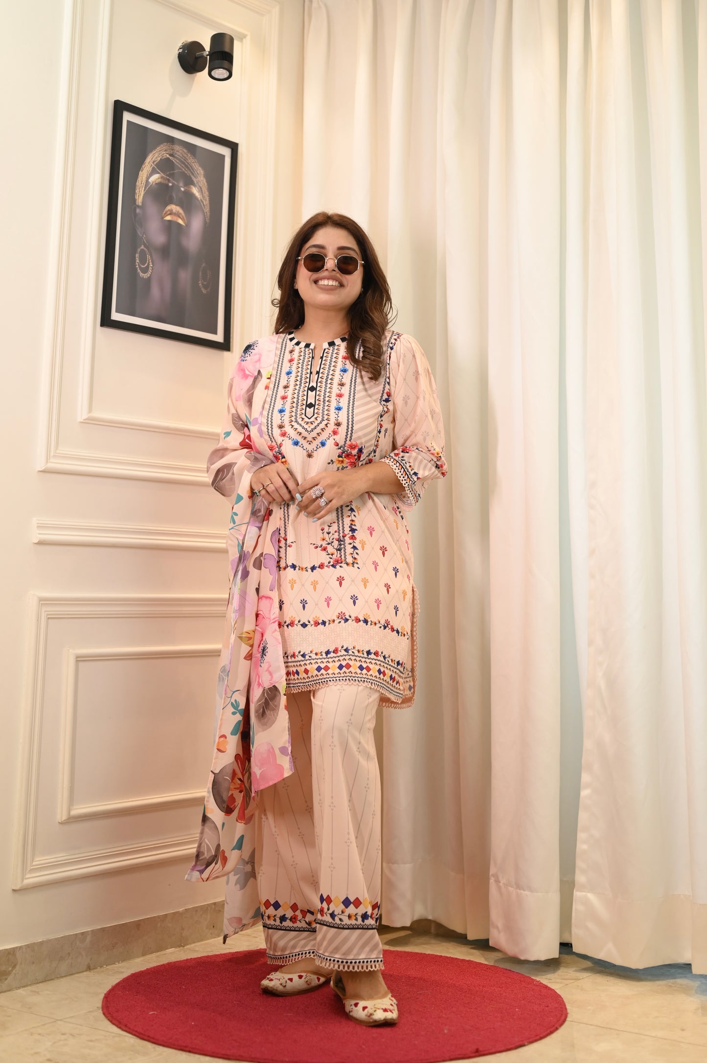 Peach Printed Cord-set | Sizes M to 6XL