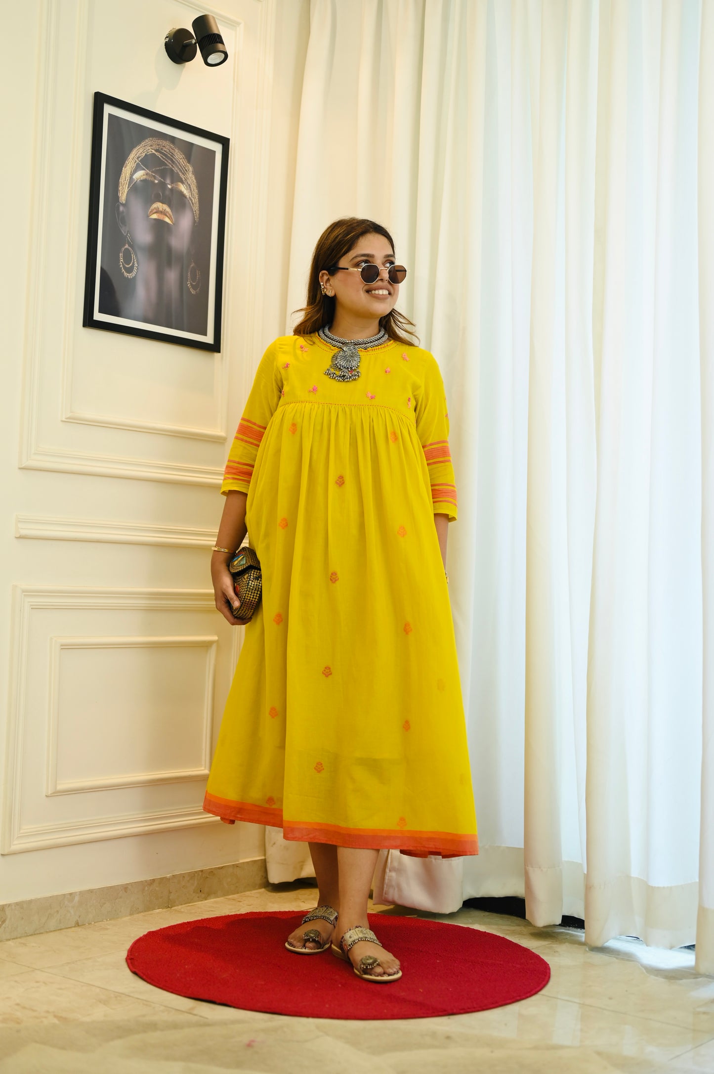 Gulaabo Yellow Flare Dress