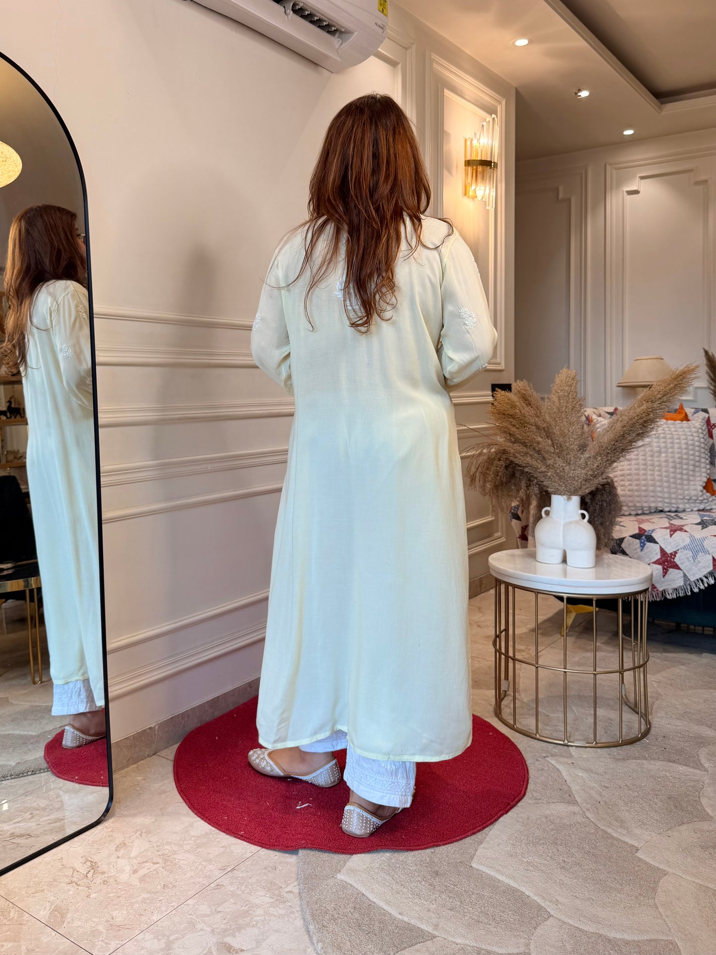 Hand Embroidered Chikankari Kurta | Modal | Light Butter Yellow