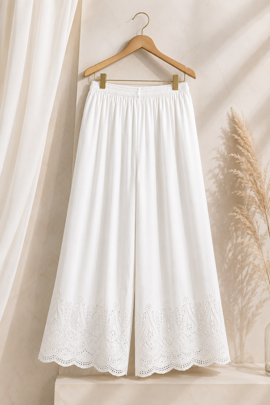 White | Plazo Free Size Upto 5XL | Cut Work