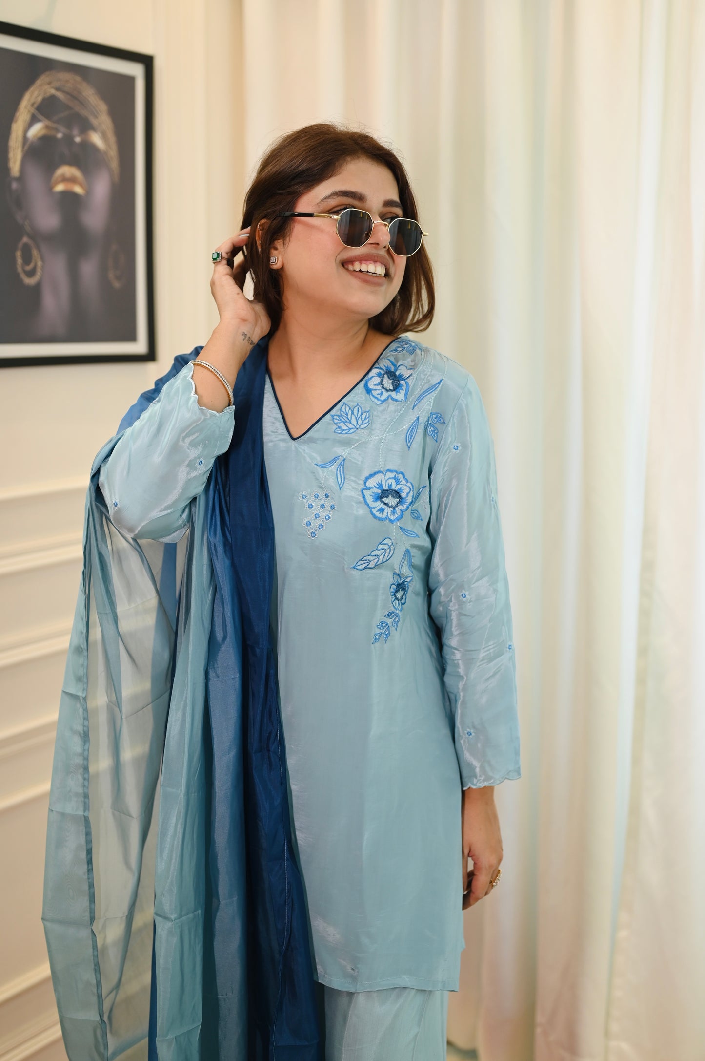 Pastel blue Farsi Salwar Suit