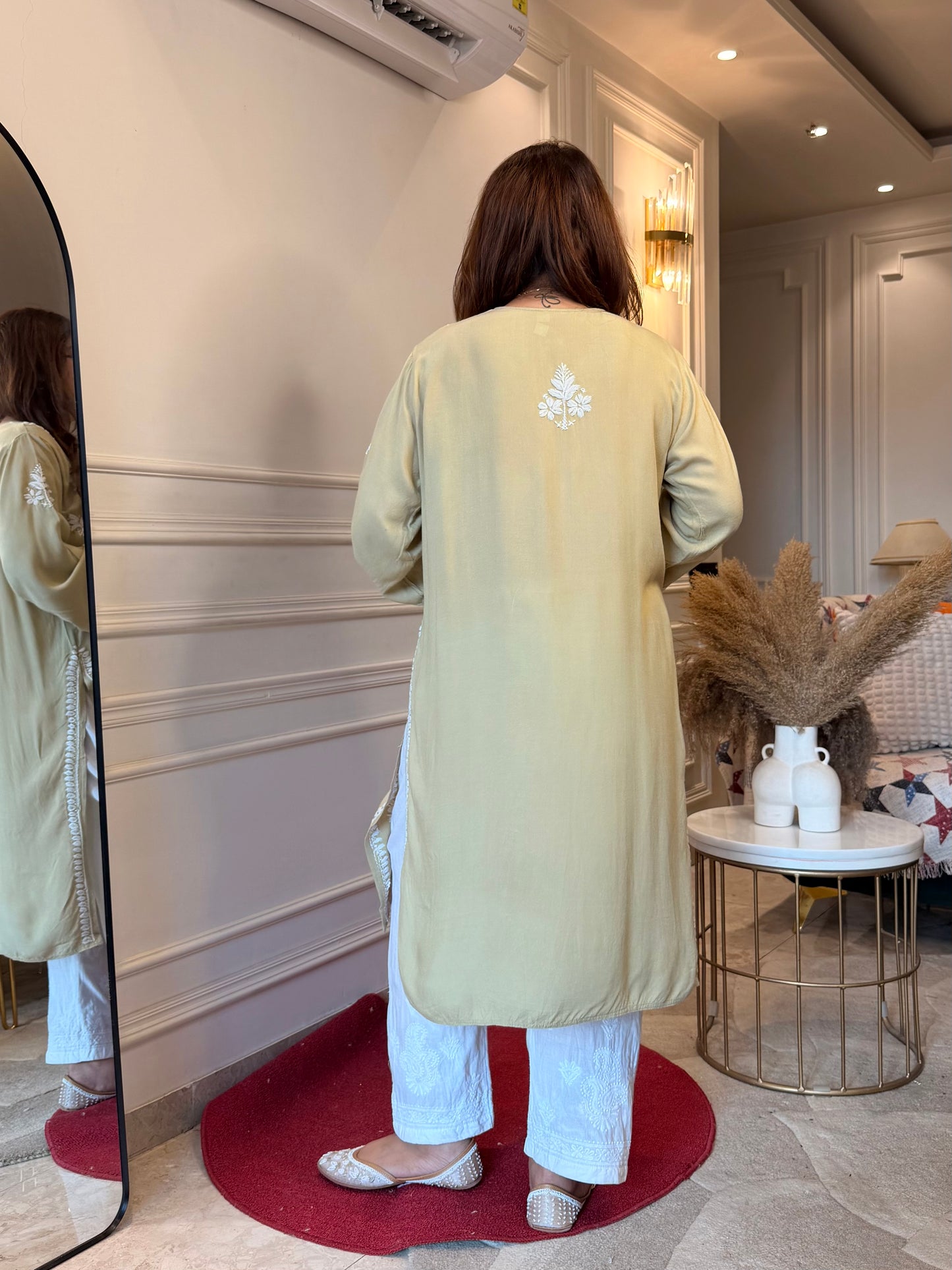 Hand Embroidered Chikankari Kurta | Modal | Olive