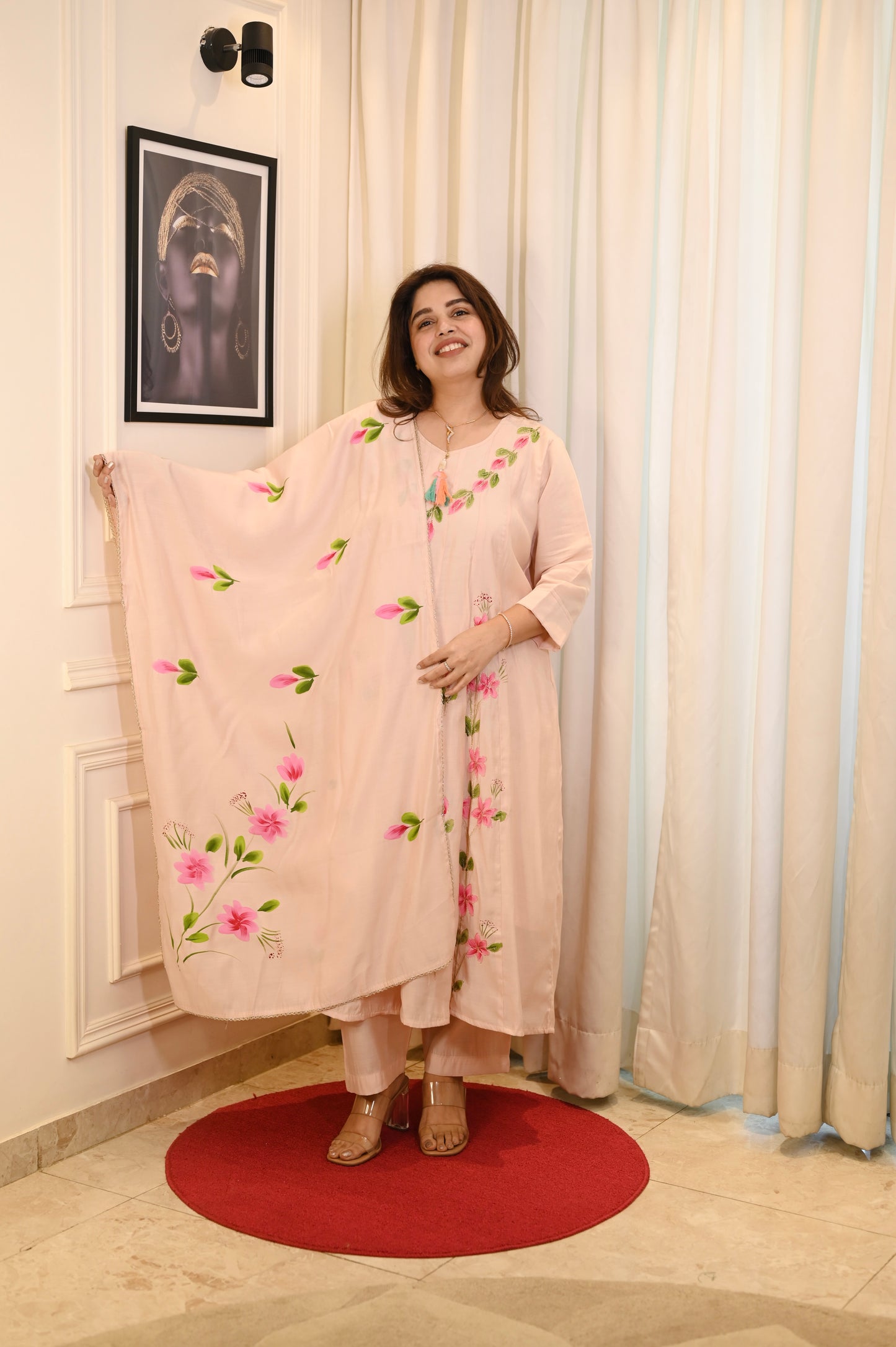 Plus size Anarkali suit - Peach Color
