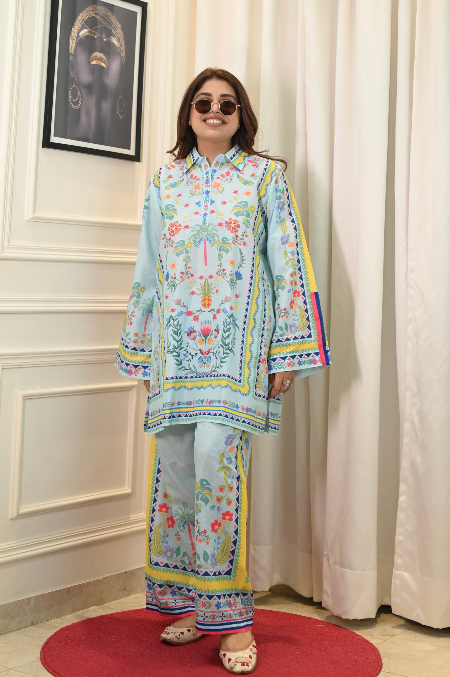 Blue Printed Cord-set | Sizes M to 6XL