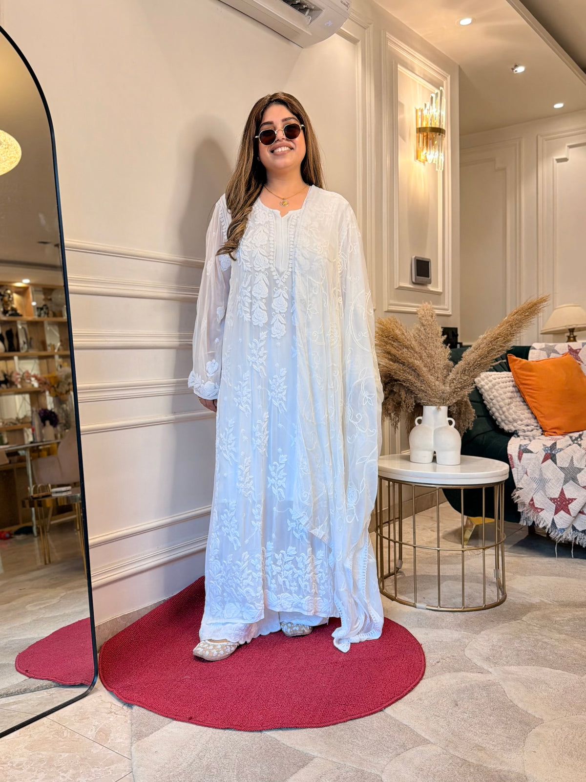 Hand Embroidered 3DChikankari Kurta  | Viscose | White