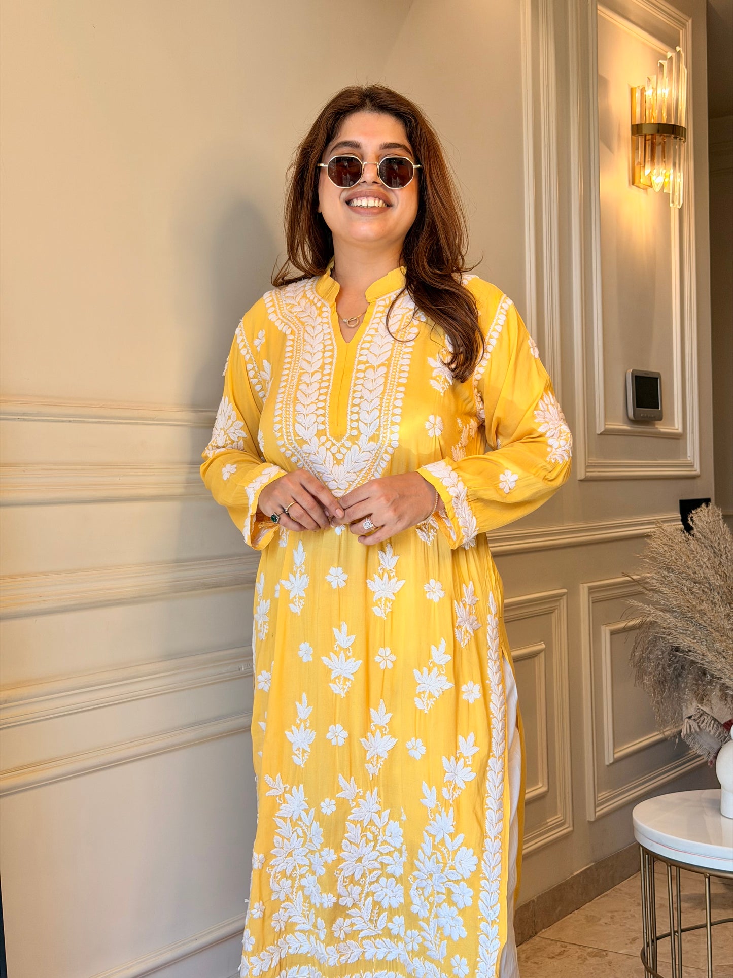 Chikankari Kurta set | Muslin | Butter Yellow