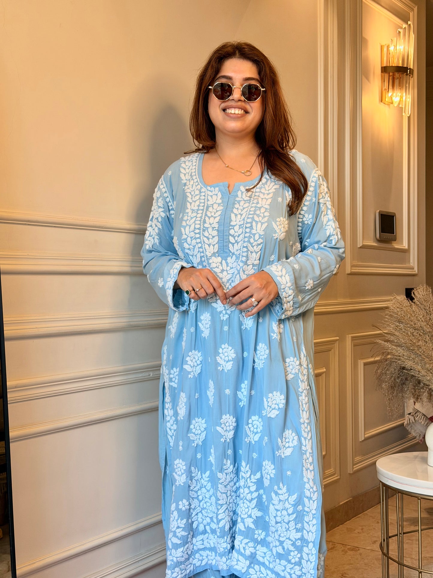 Chikankari Kurta set | Premium Modal  | Powder Blue