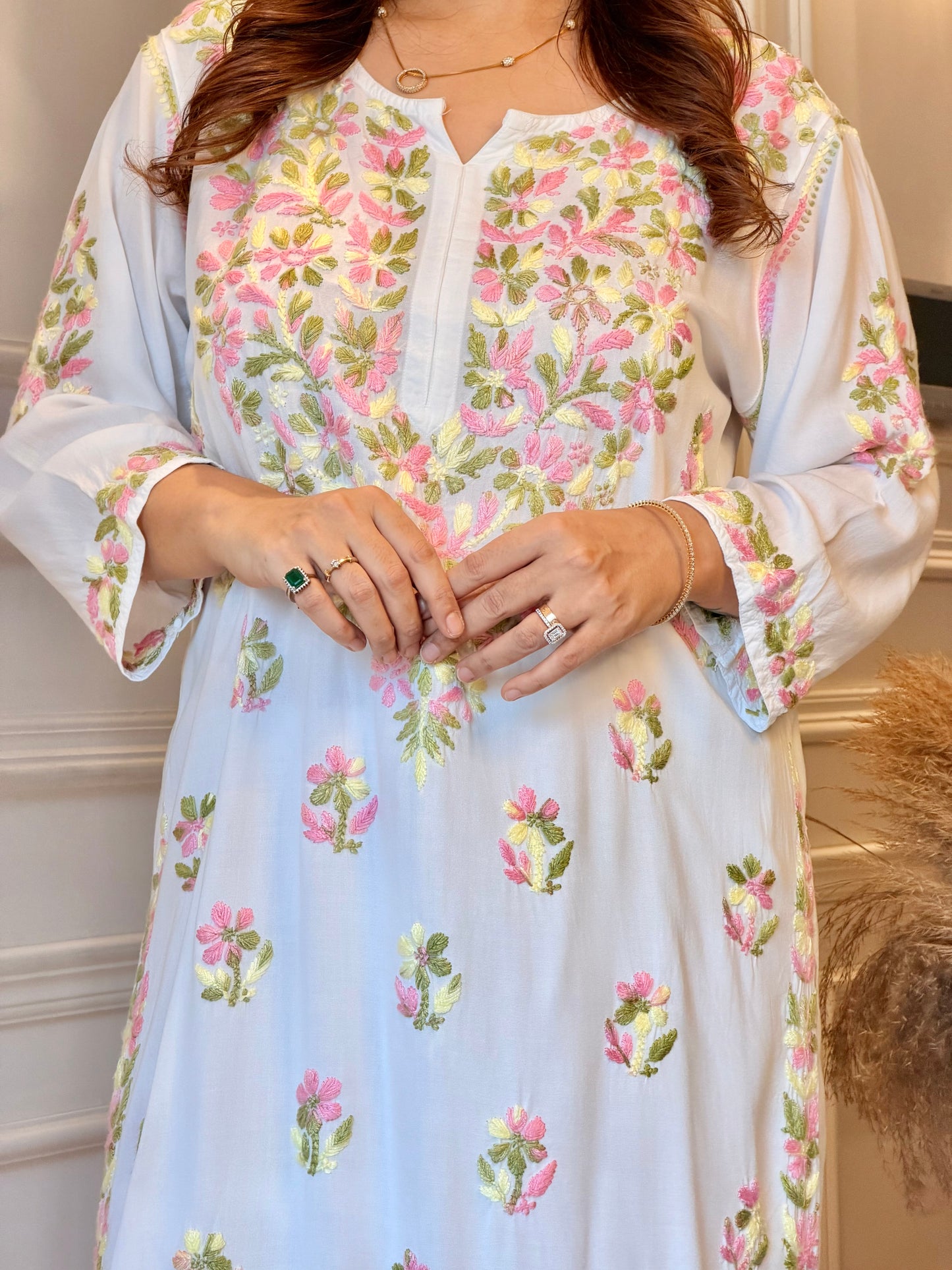 Chikankari Kurta set | Mul Cotton | Multicoloured Thread