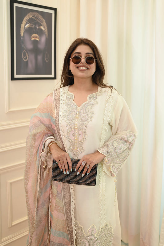 Exclusive Ivory Lawn Suit Collection | Sizes M to 3XL