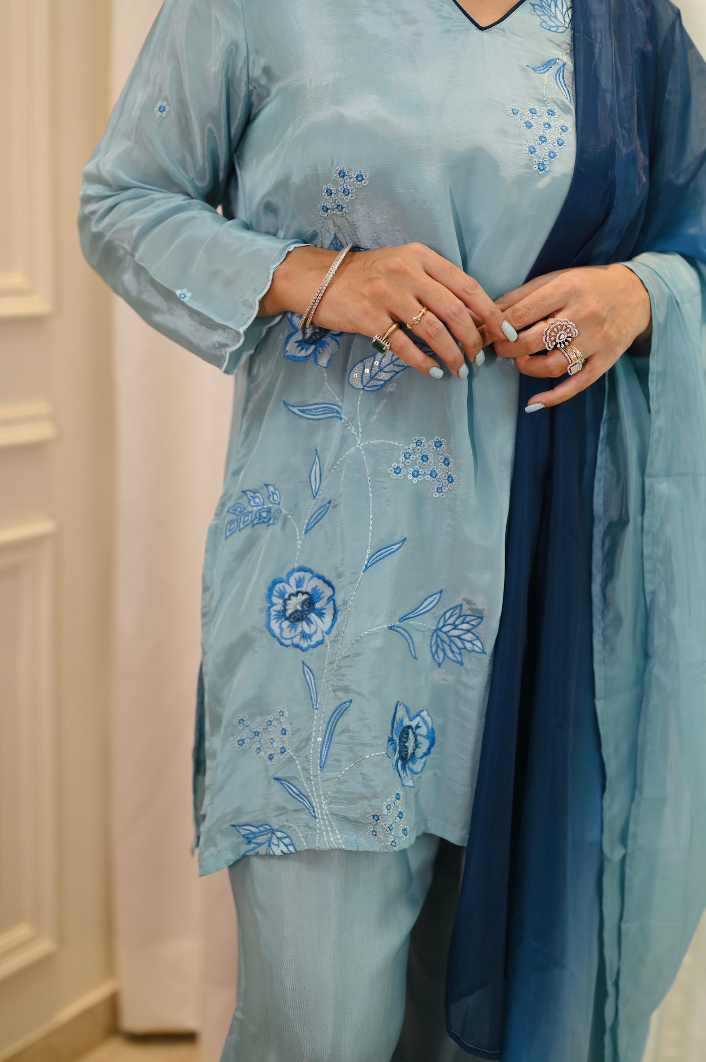 Pastel blue Farsi Salwar Suit