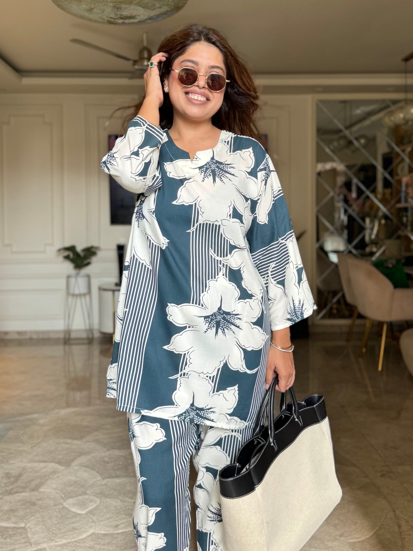 Teal Bloom Plus Size Co-ord Set
