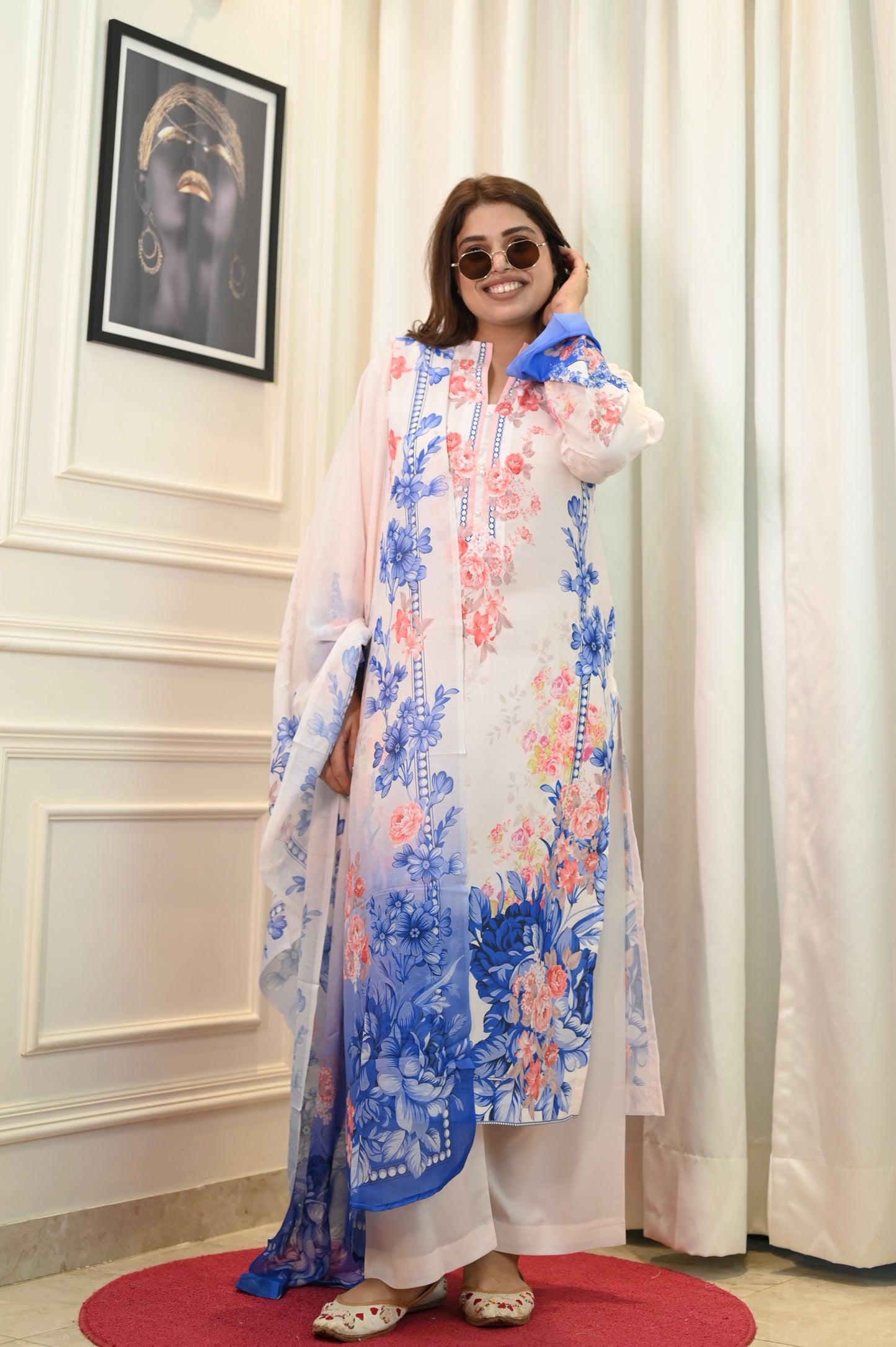 Blue Printed Cord-set | Sizes M to 6XL